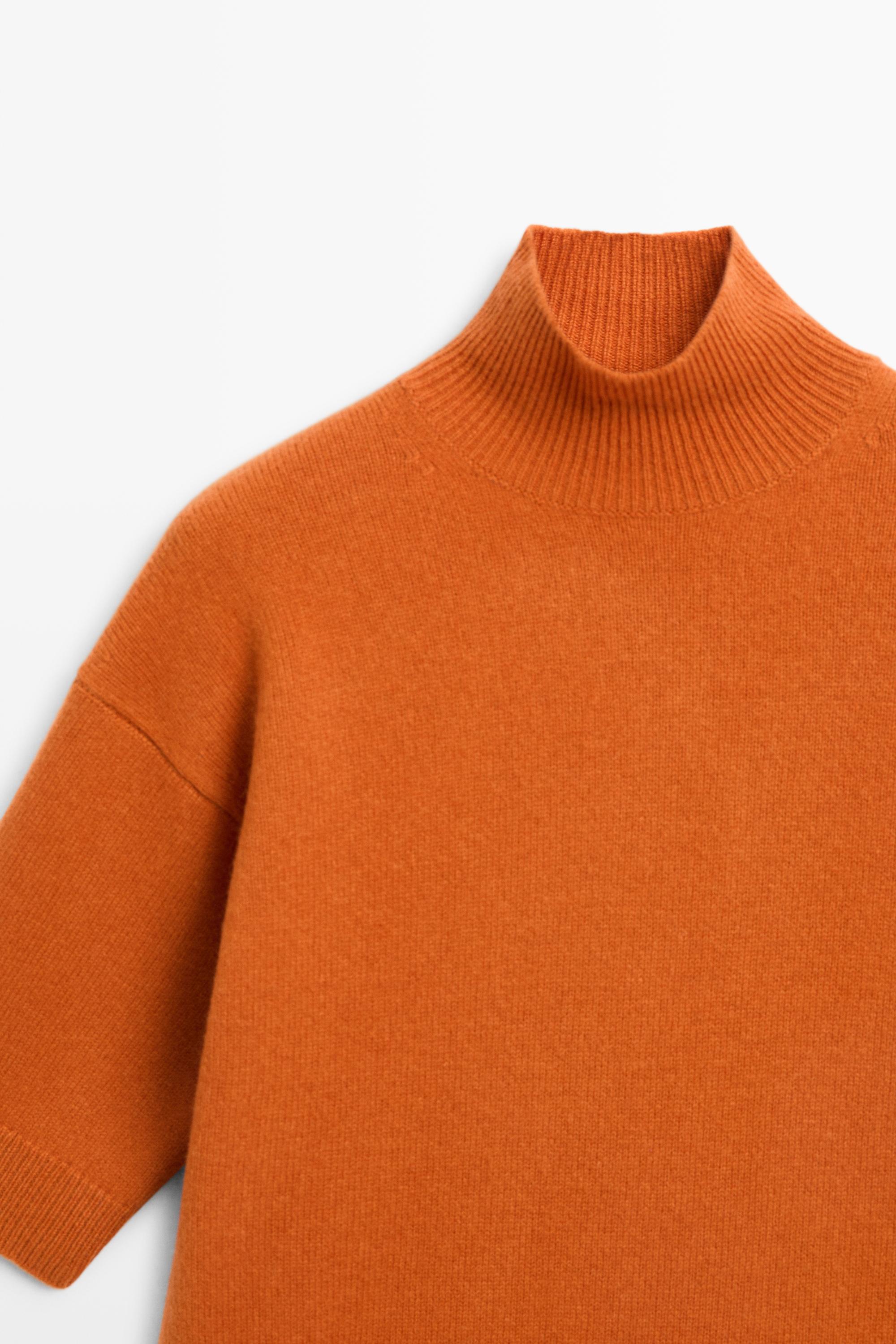 Oversize short sleeve knit sweater — ORANGE