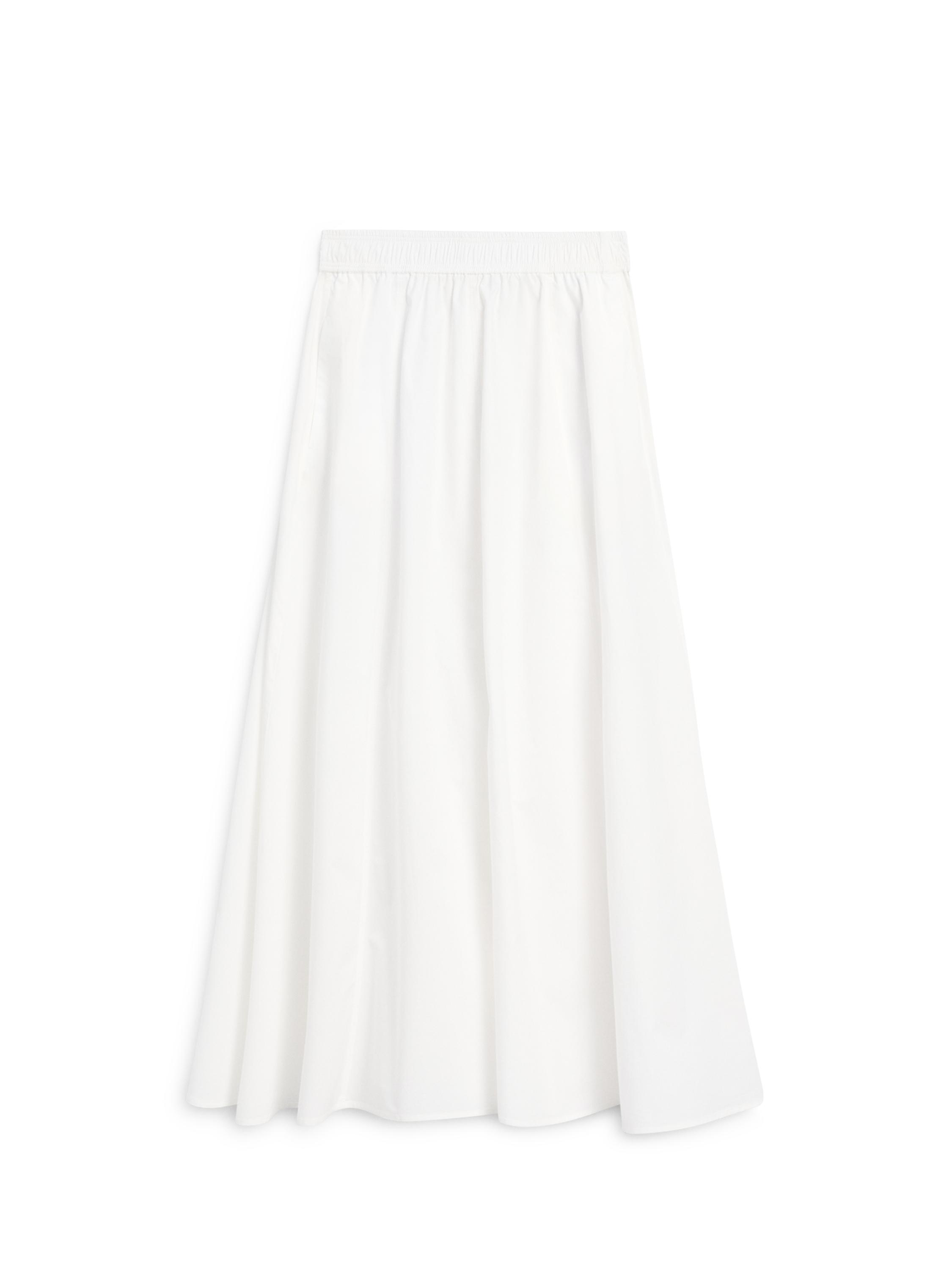 Long gathered poplin skirt — WHITE