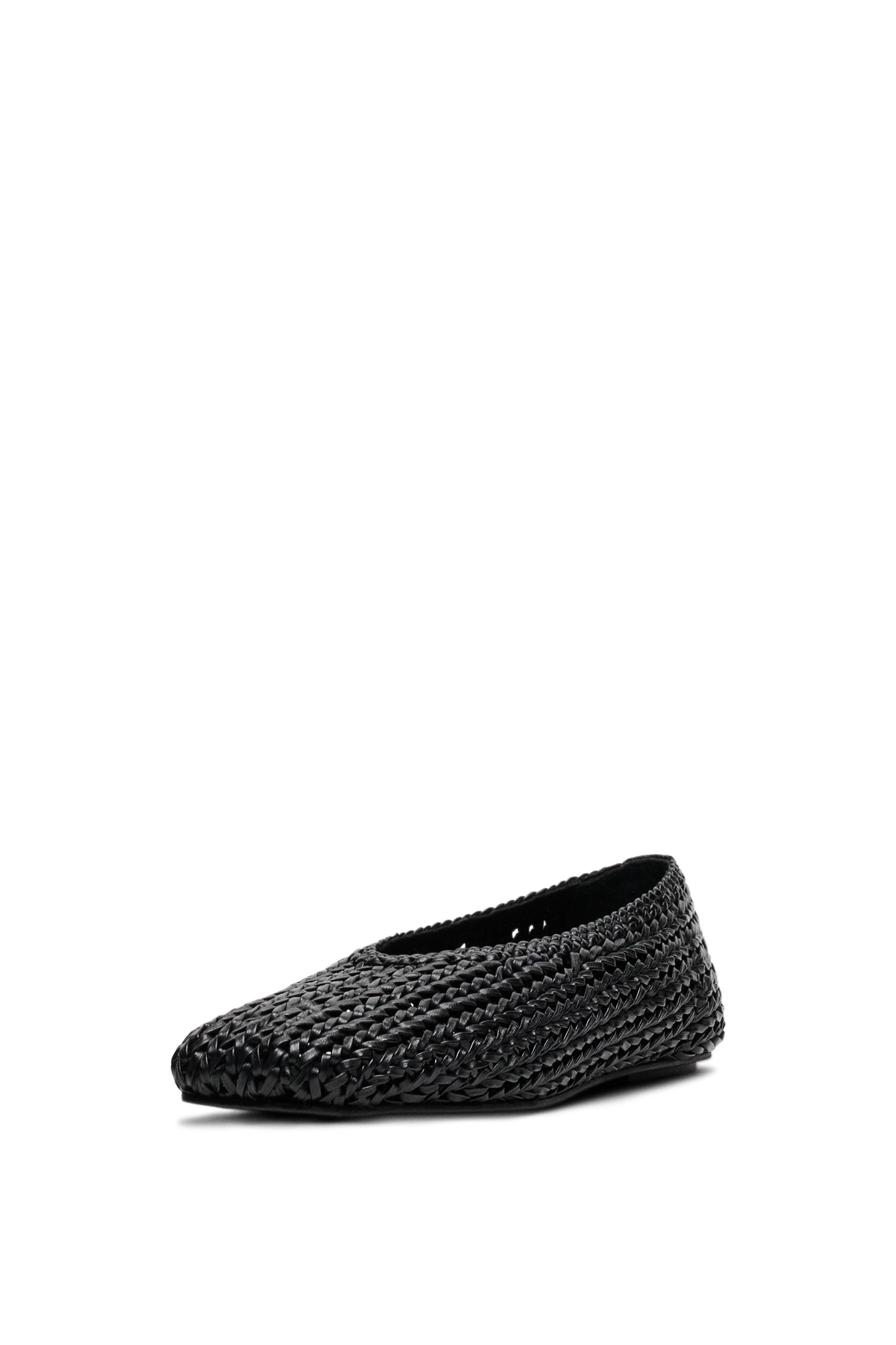Braided sheepskin ballet flats — BLACK