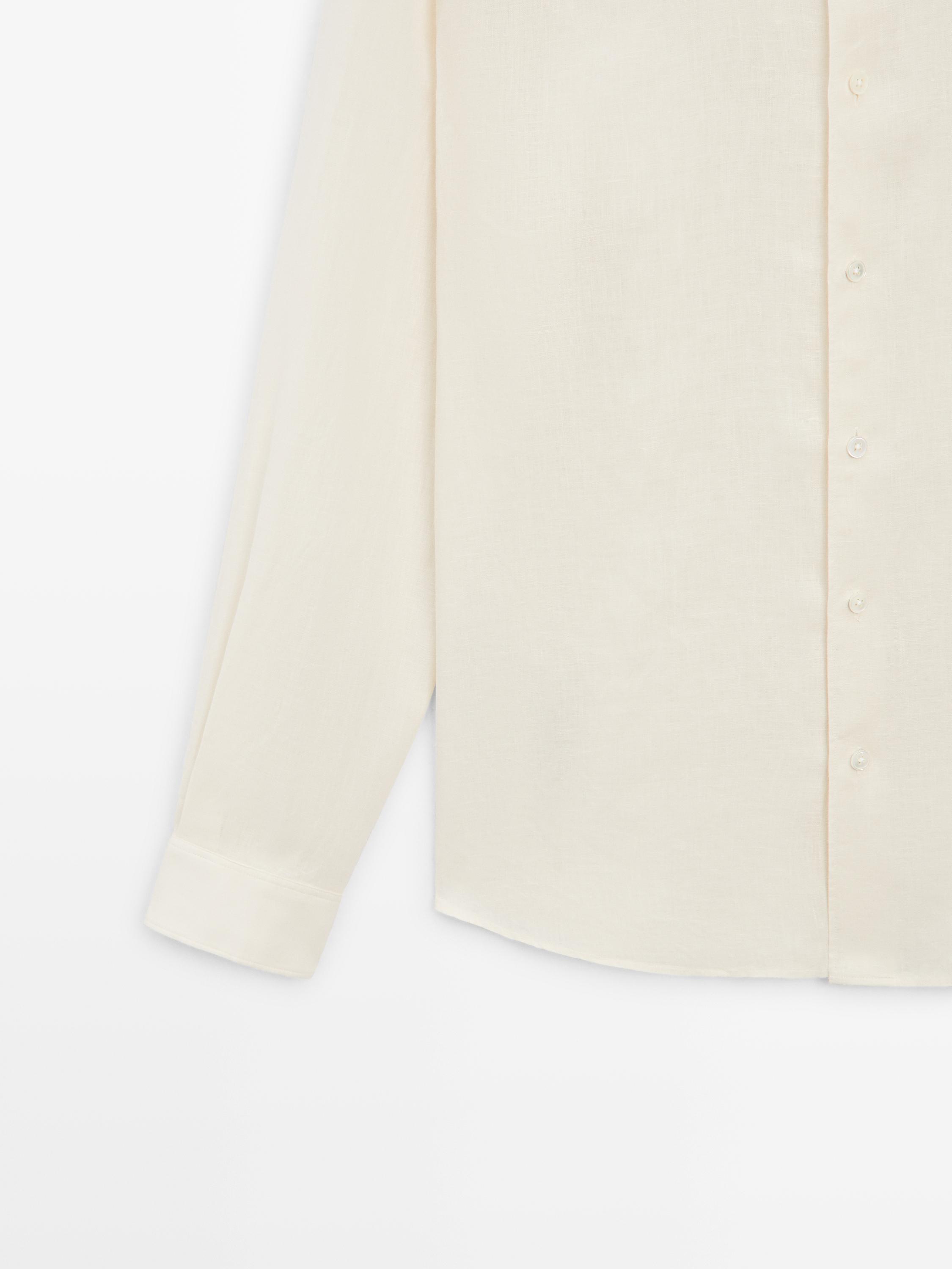 Extra fine regular fit linen shirt — BEIGE