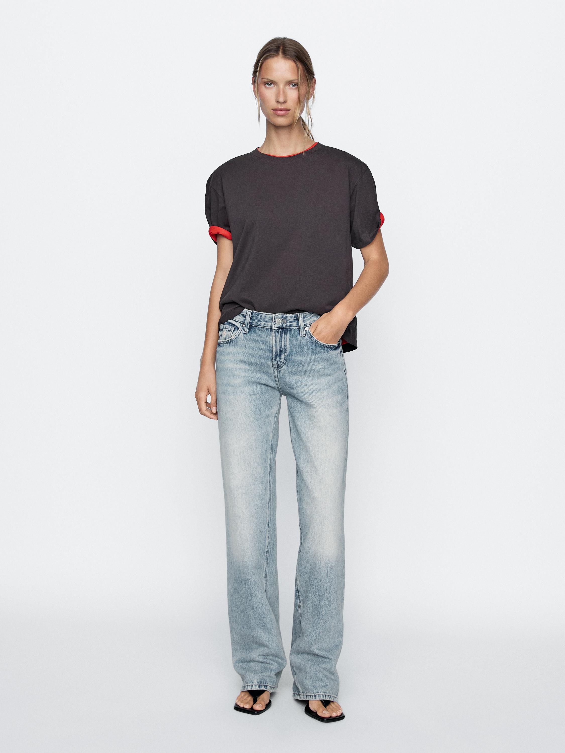 Low-rise straight-leg jeans