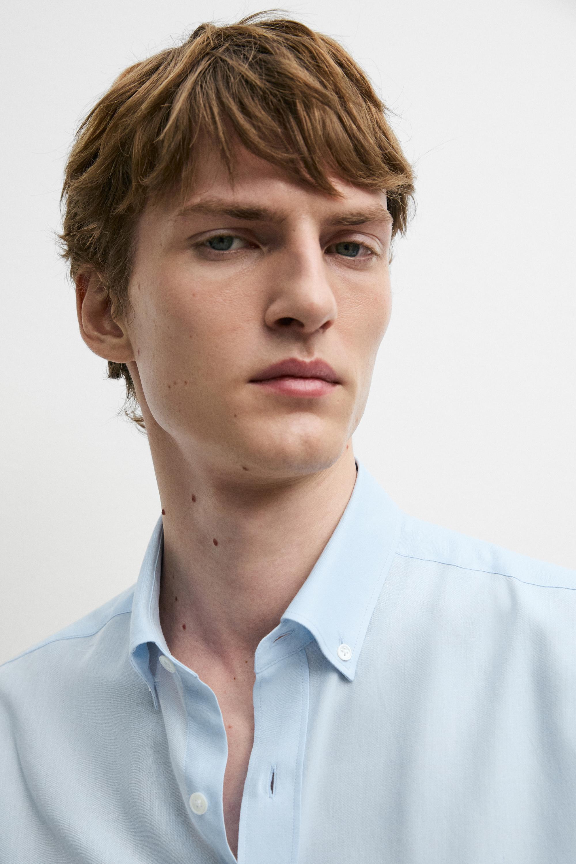 100% cotton twill regular fit shirt — Light Blue
