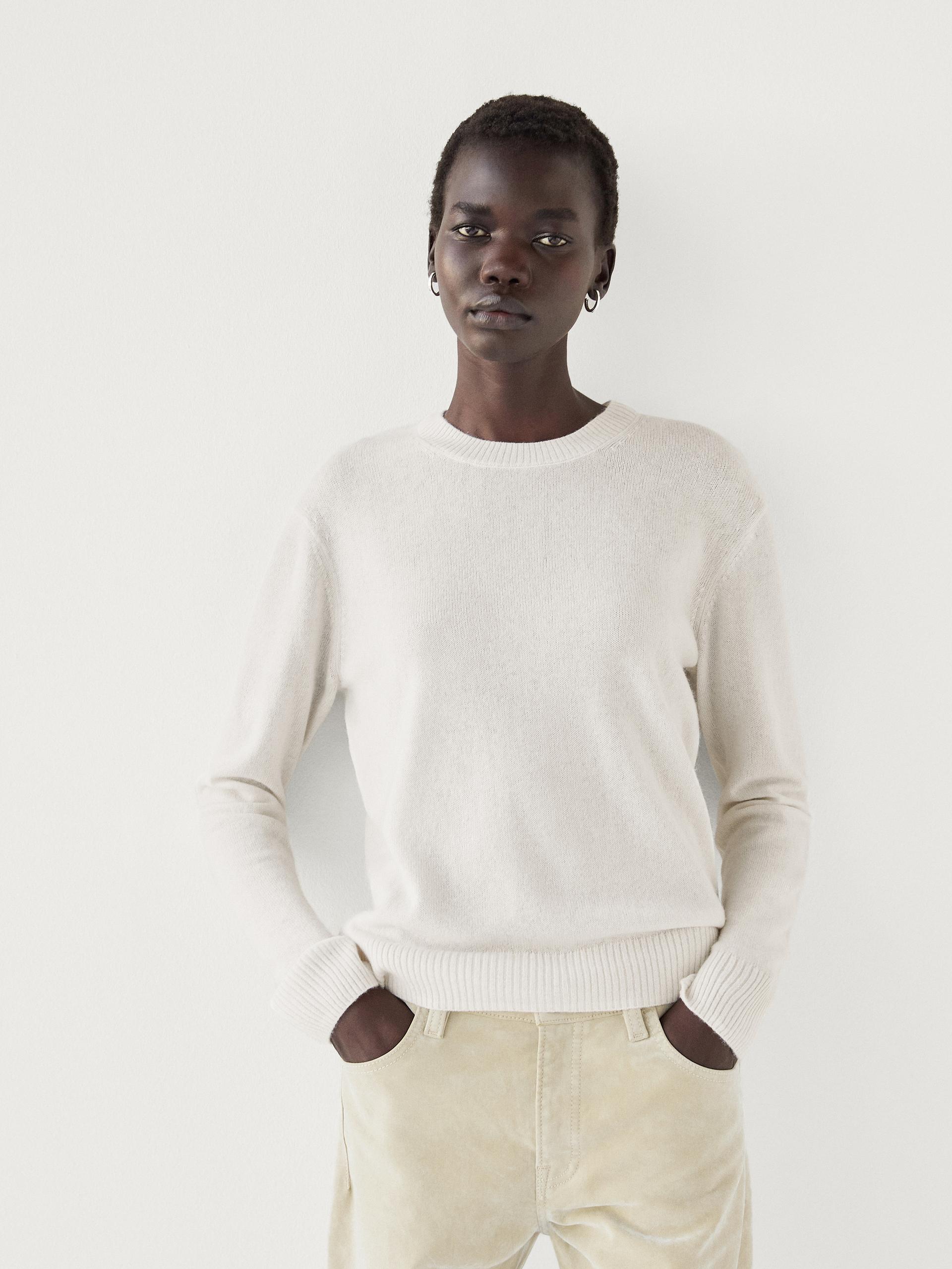CASH-MERE.CH 100% kasjmier damestrui | Sweater met V-hals 2-draads, lichtgrijs, M CASH-MERE.CH 100% kasjmier damestrui | Sweater met V-hals 2-draads, lichtgrijs, M