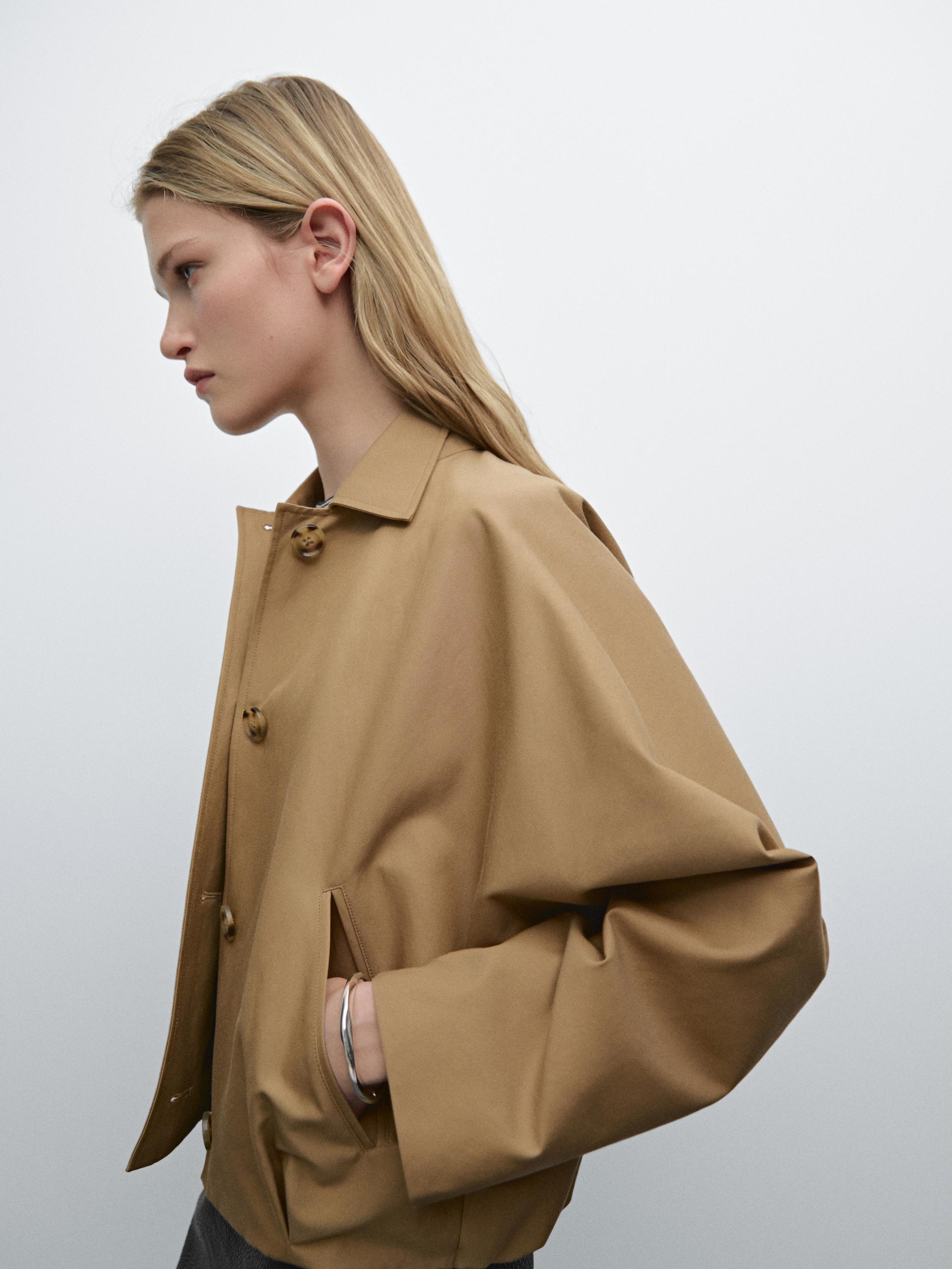 Oversize cotton blend cape jacket