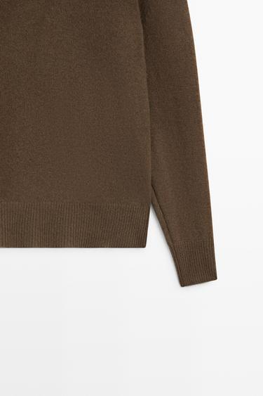 100% cashmere knit sweater with button detail — BROWN MARL 7