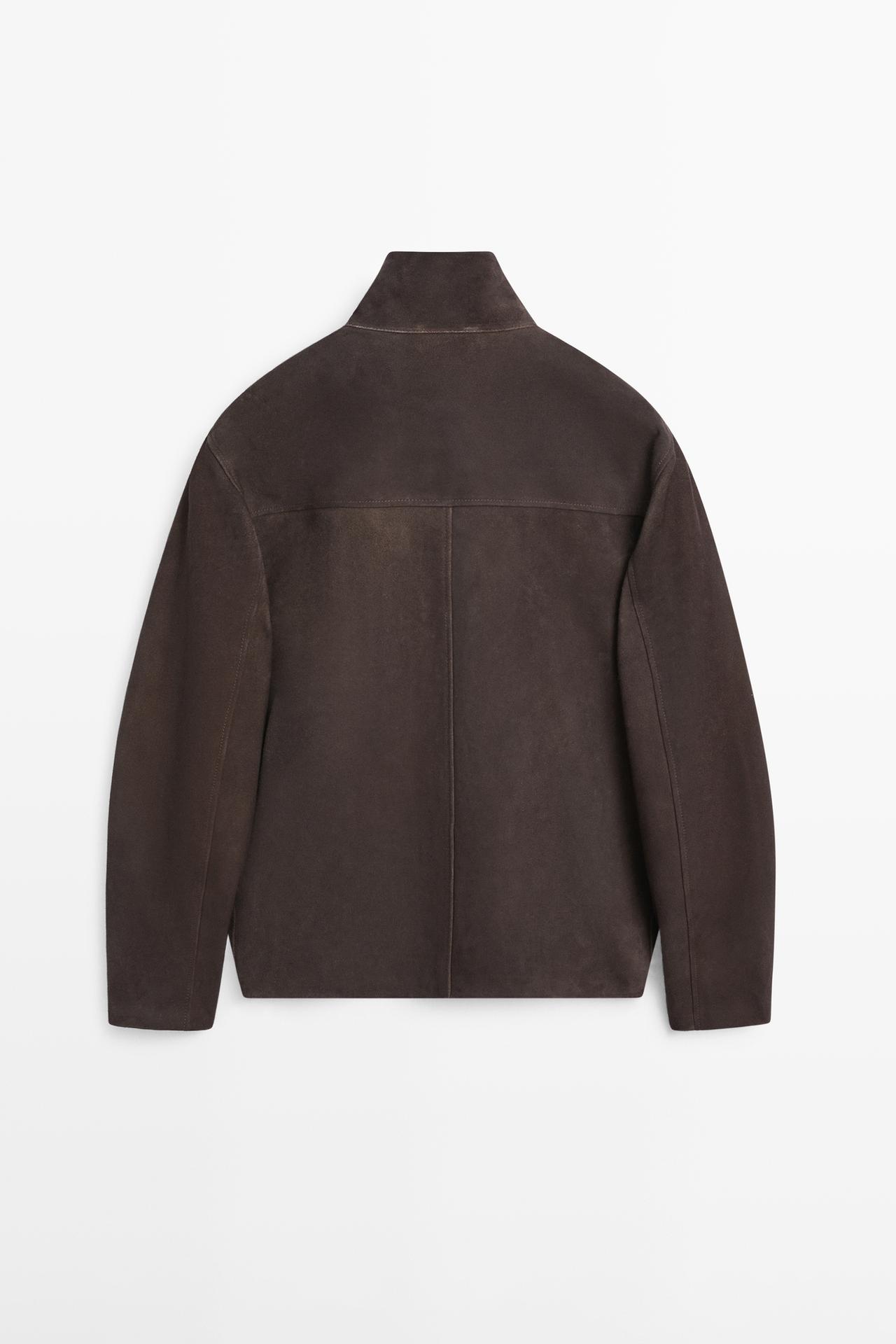 Suede leather jacket — GREY