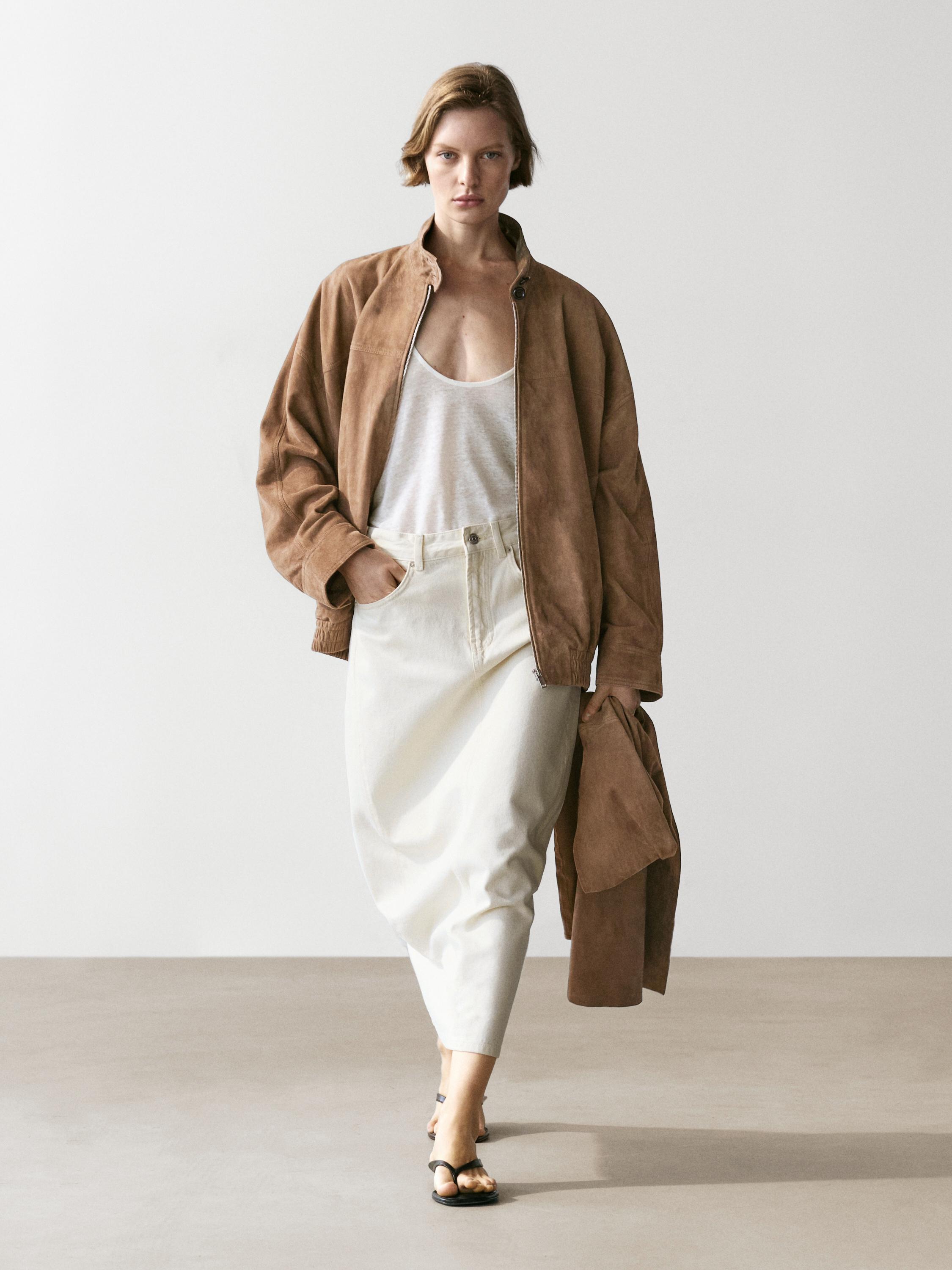 Barrel fit denim midi skirt — CREAM