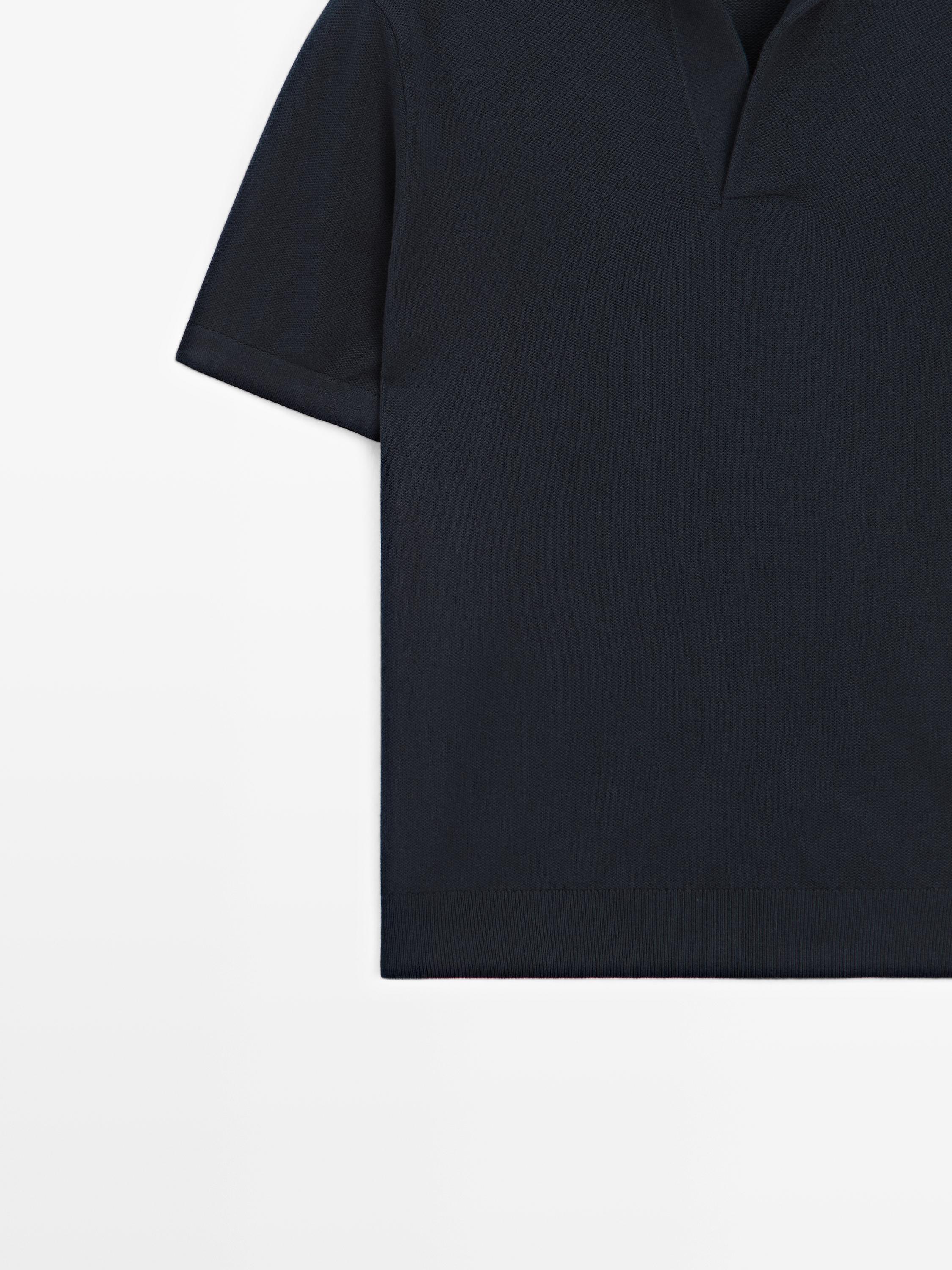Knit V-neck polo shirt