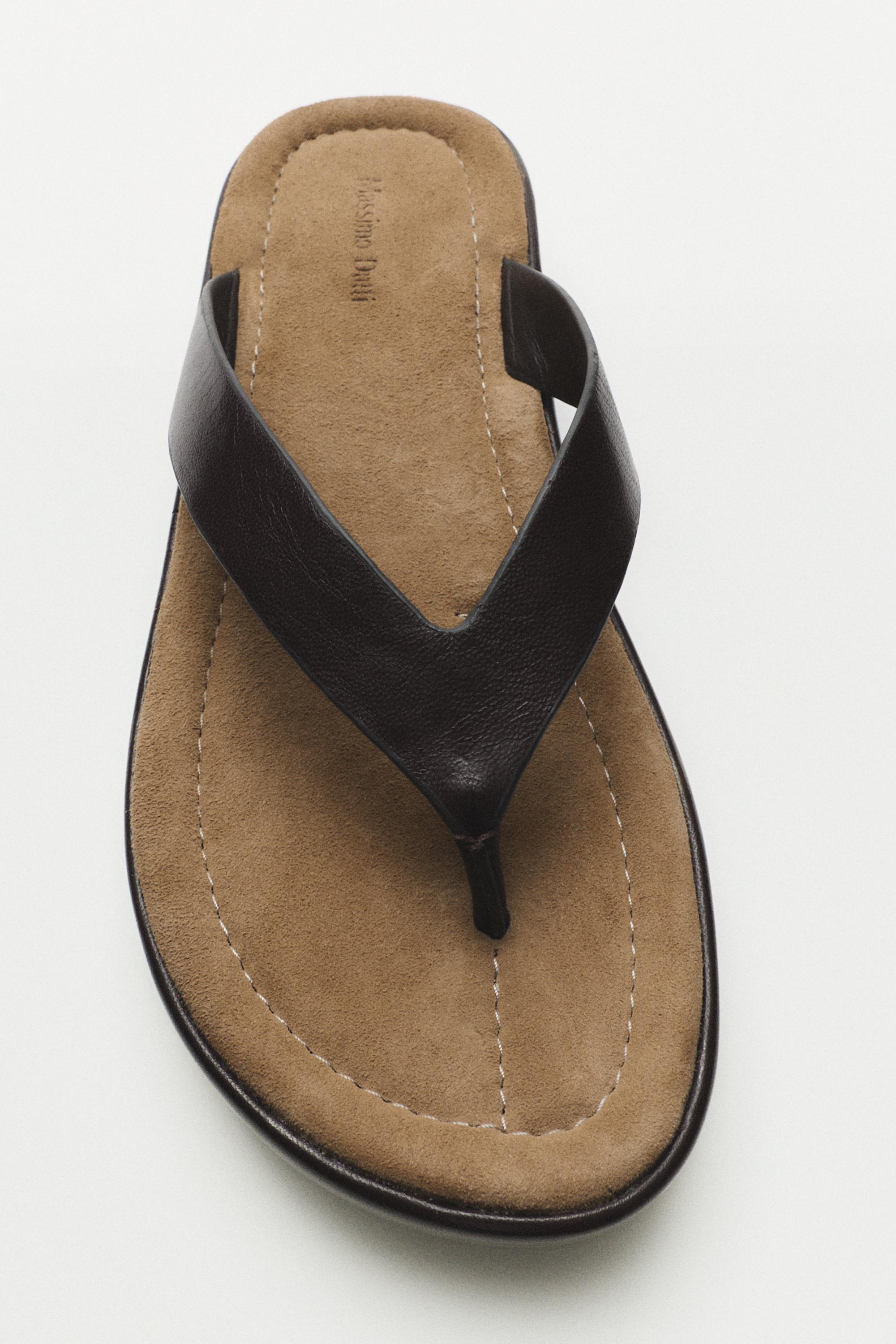Leather platform sandals — BROWN