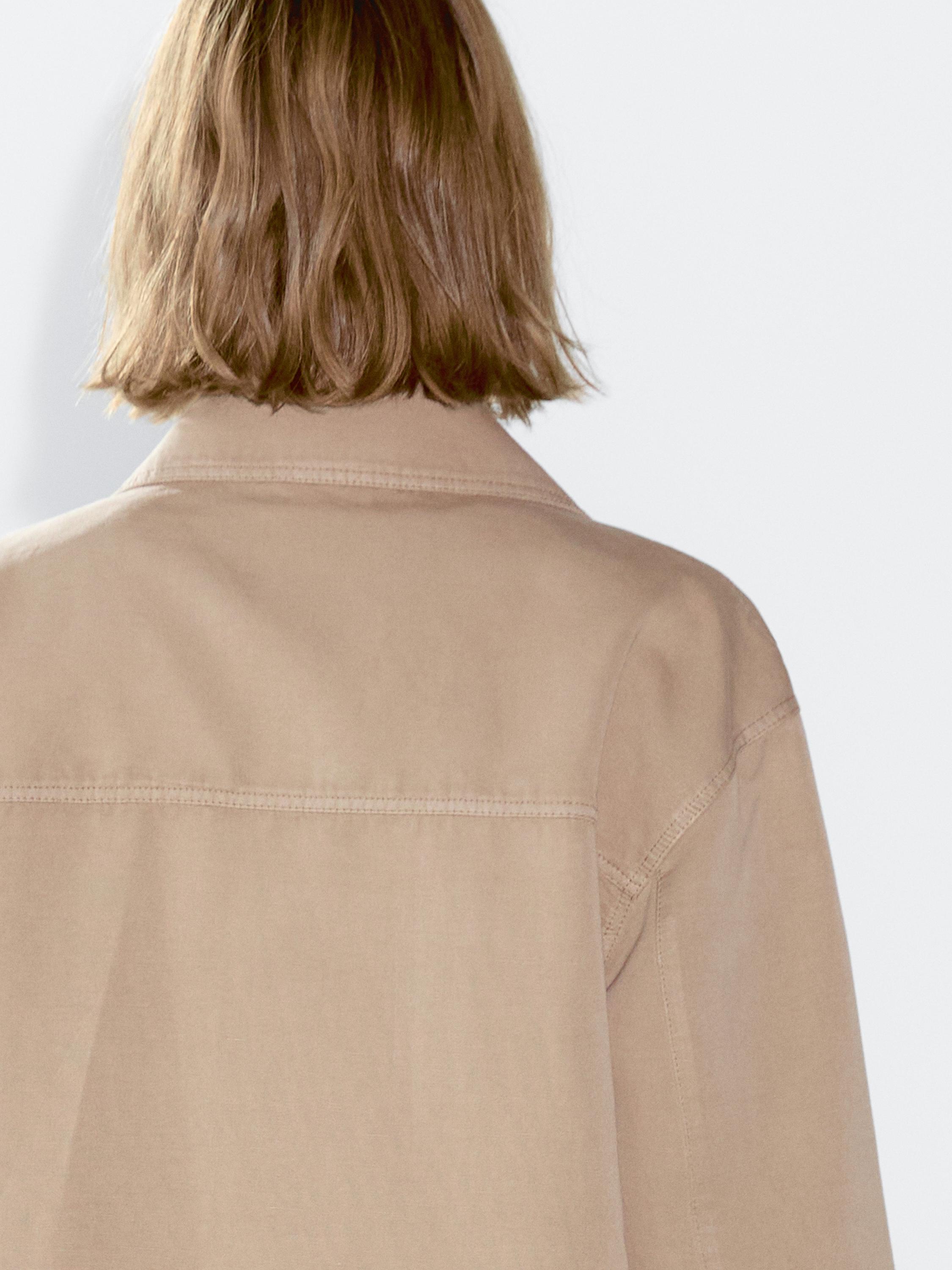 Cotton blend jacket with pocket detail