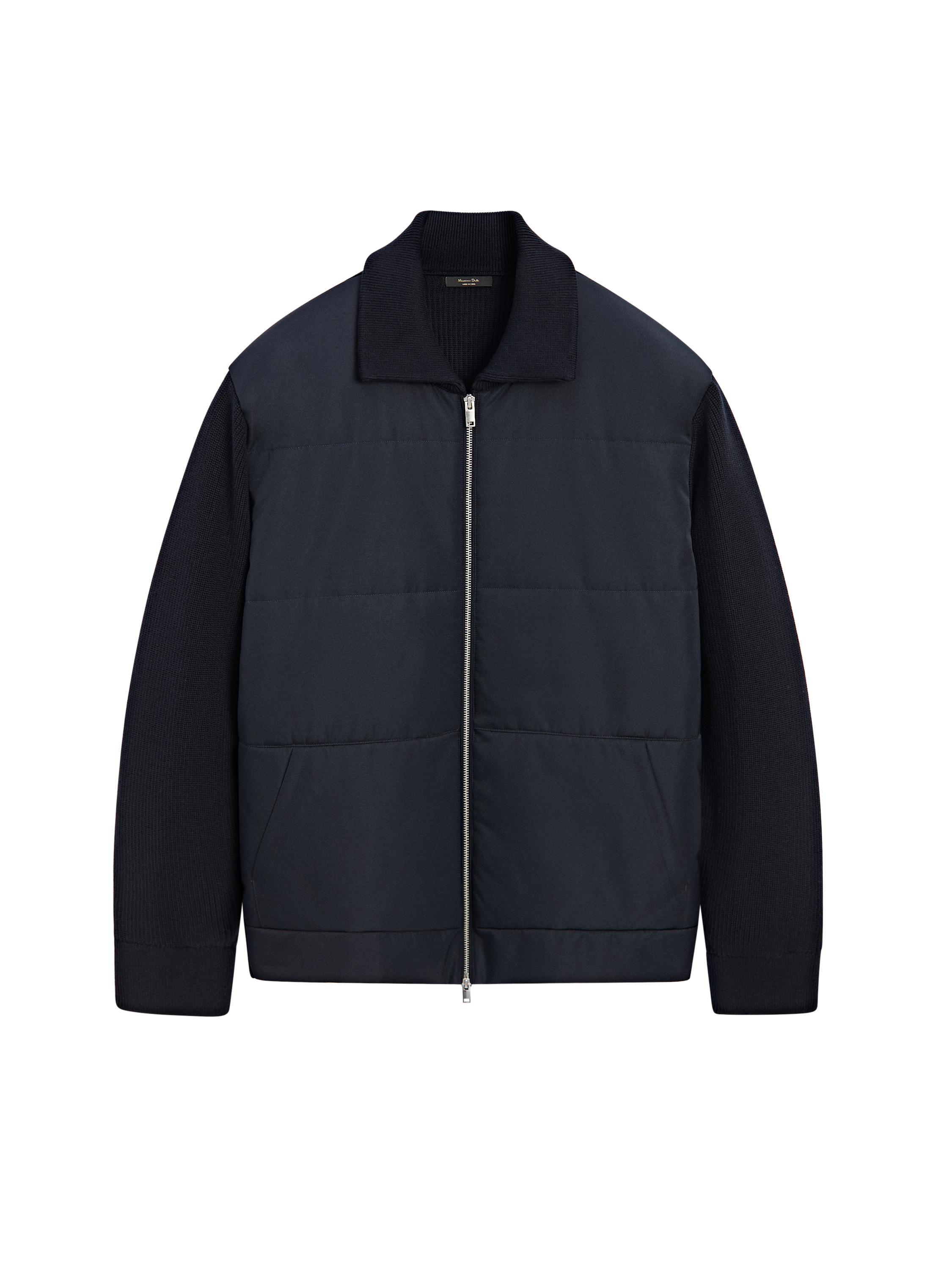 Cotton Blend Puffer Jacket Navy Blue Sweaters And Cardigans cotton-blend-puffer-jacket-navy-blue-sweaters-and-cardigans
