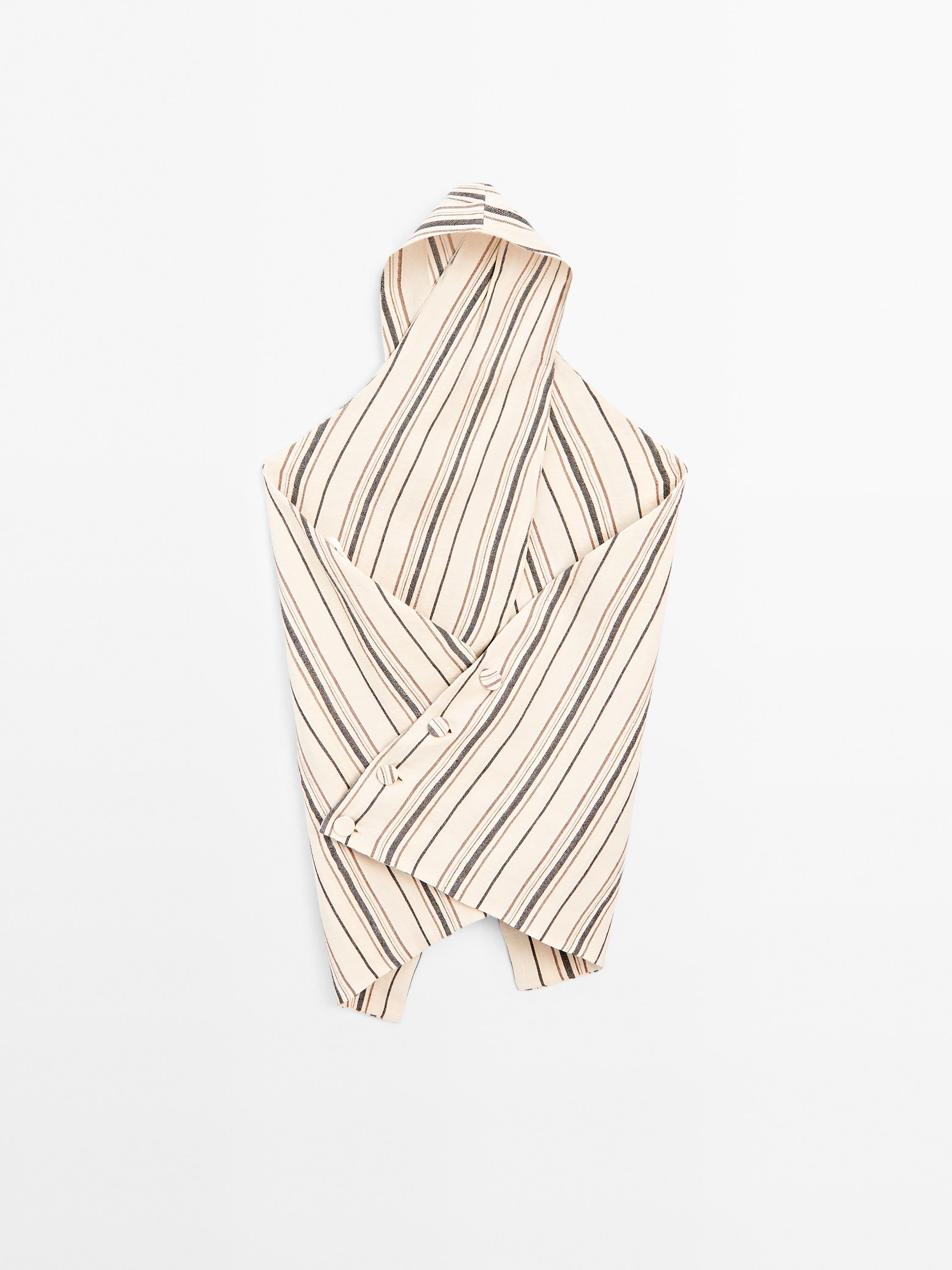 Striped crossover neckline top - Studio