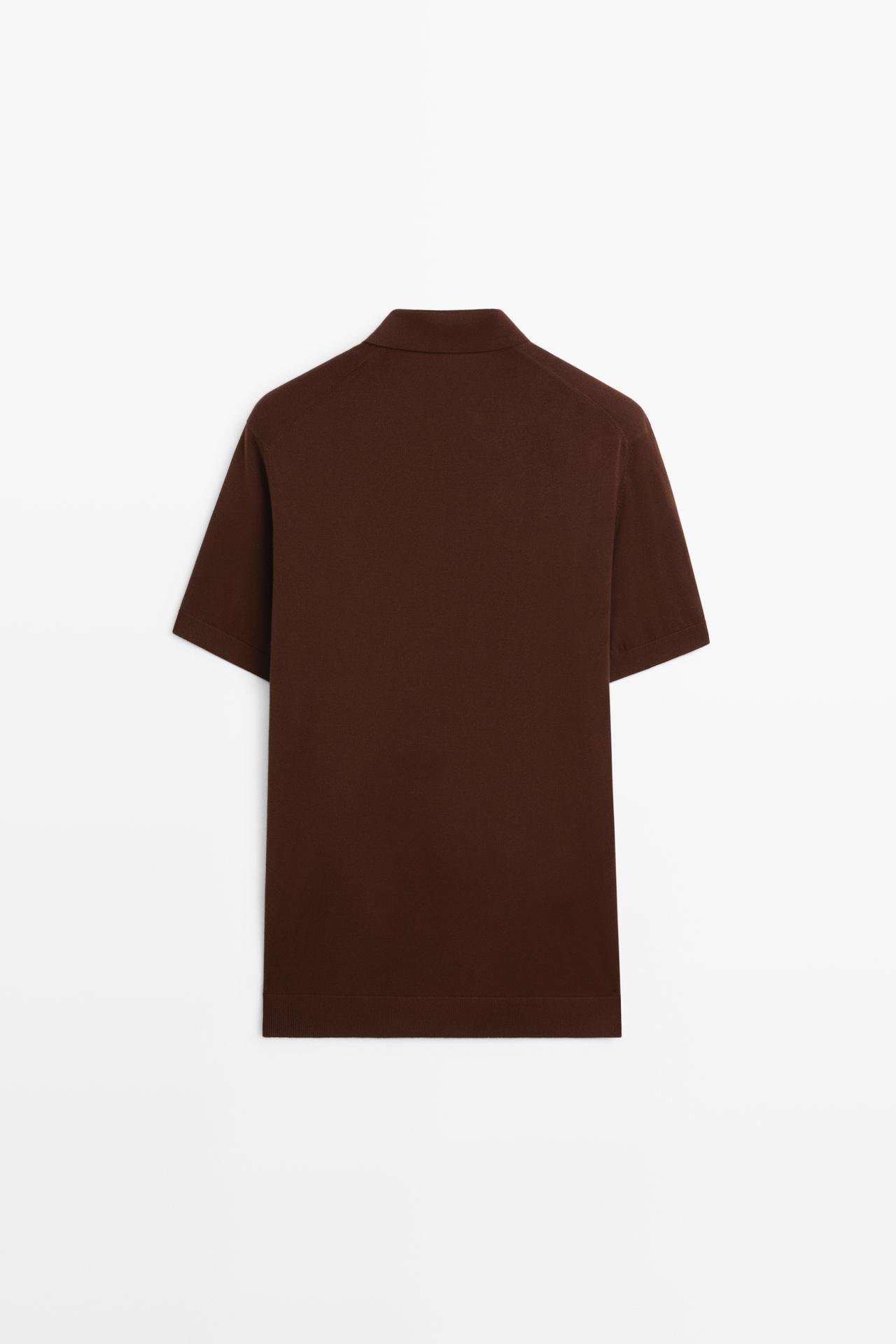 100% cotton knit polo sweater — BRANDY