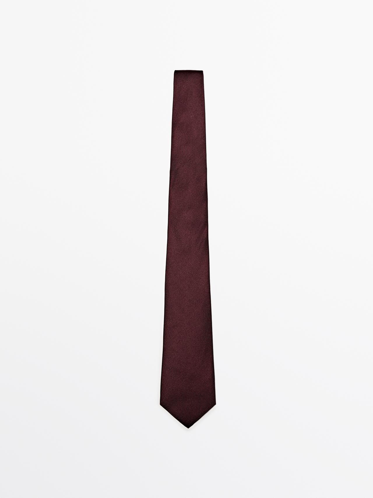 Massimo Dutti - Herre - Slips I 100% Mulberry-Silke - Granatrød - 01