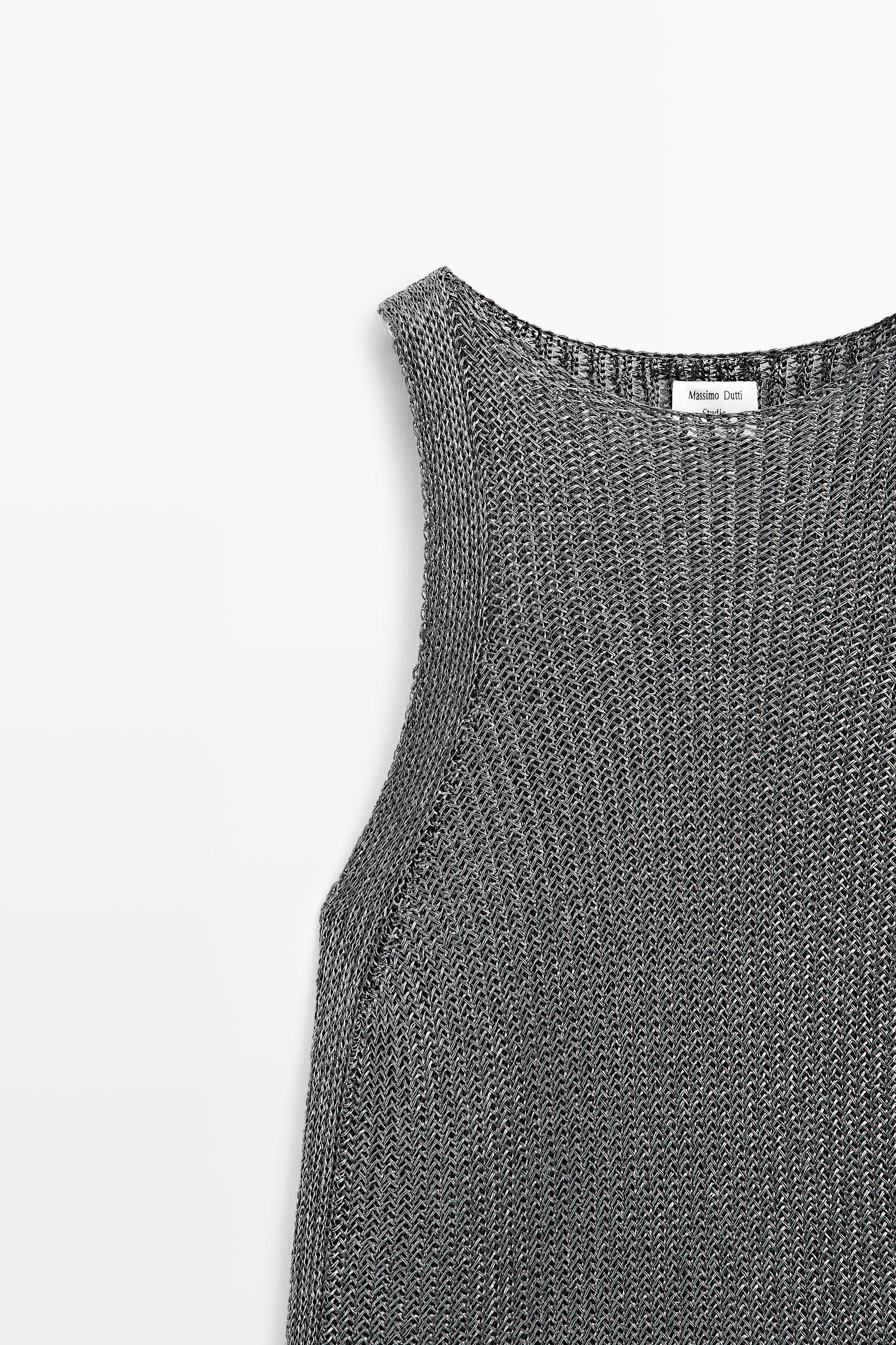 Metallic knit halter top - STUDIO — Silver