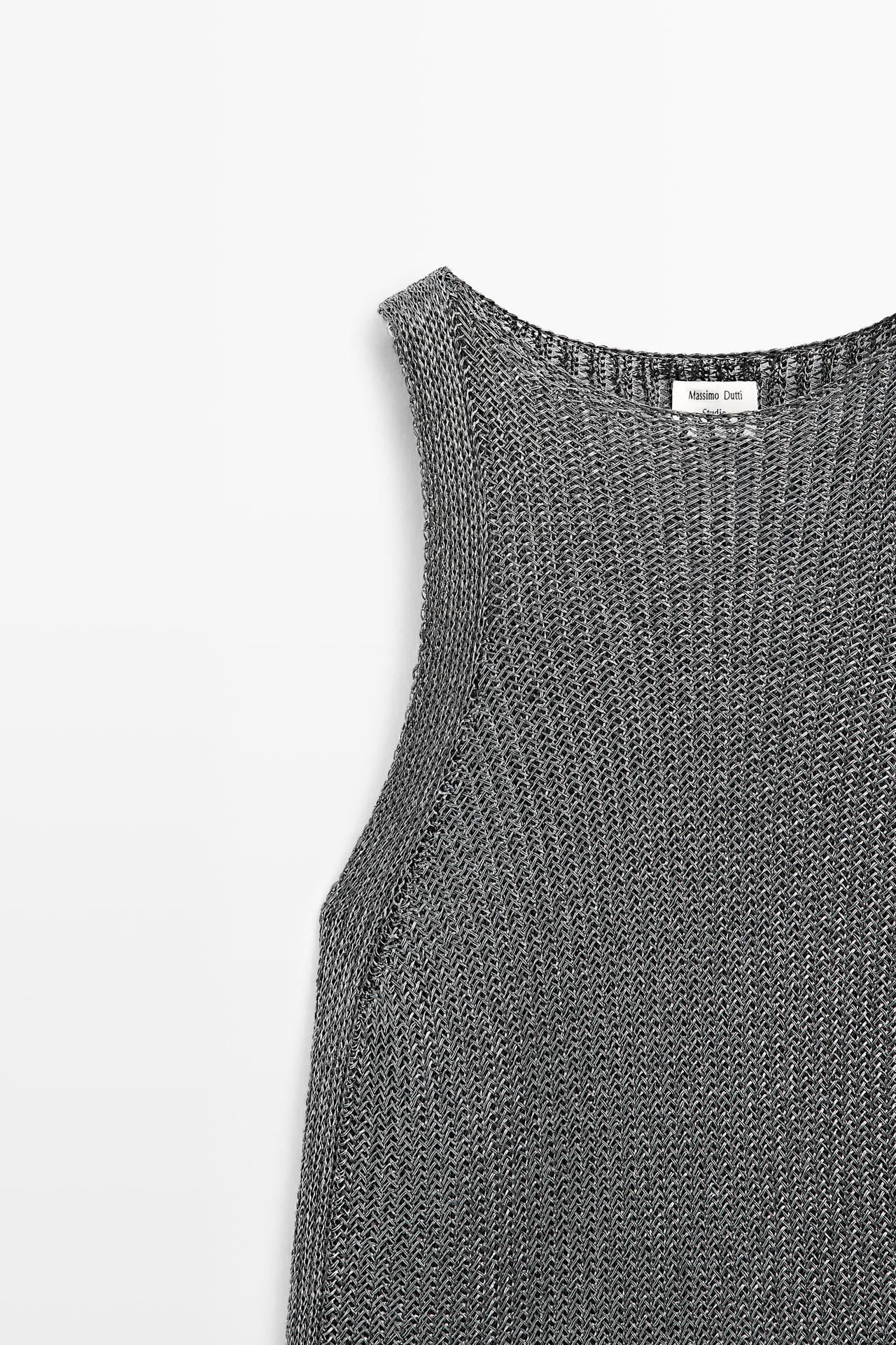 Metallic knit halter top - STUDIO — Silver