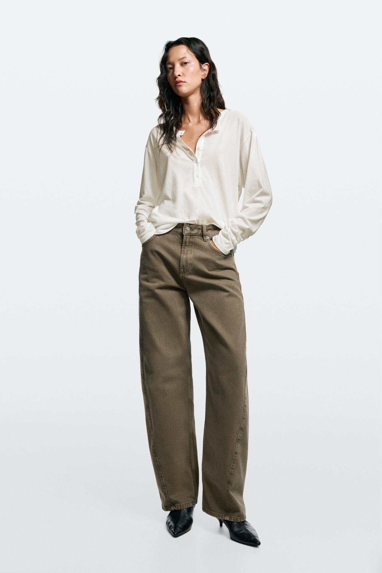 Mid-waist barrel fit jeans — MOLE BROWN