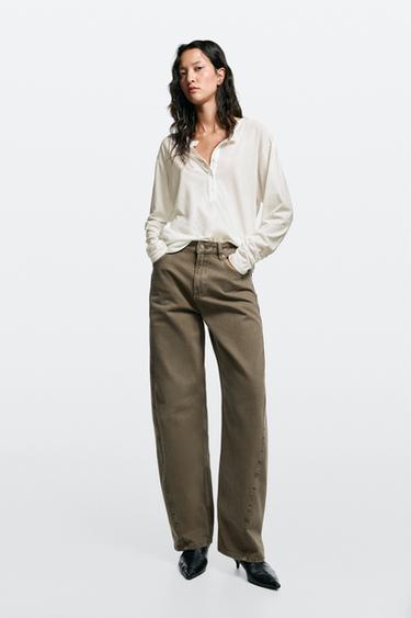 Mid-waist barrel fit jeans — MOLE BROWN 1