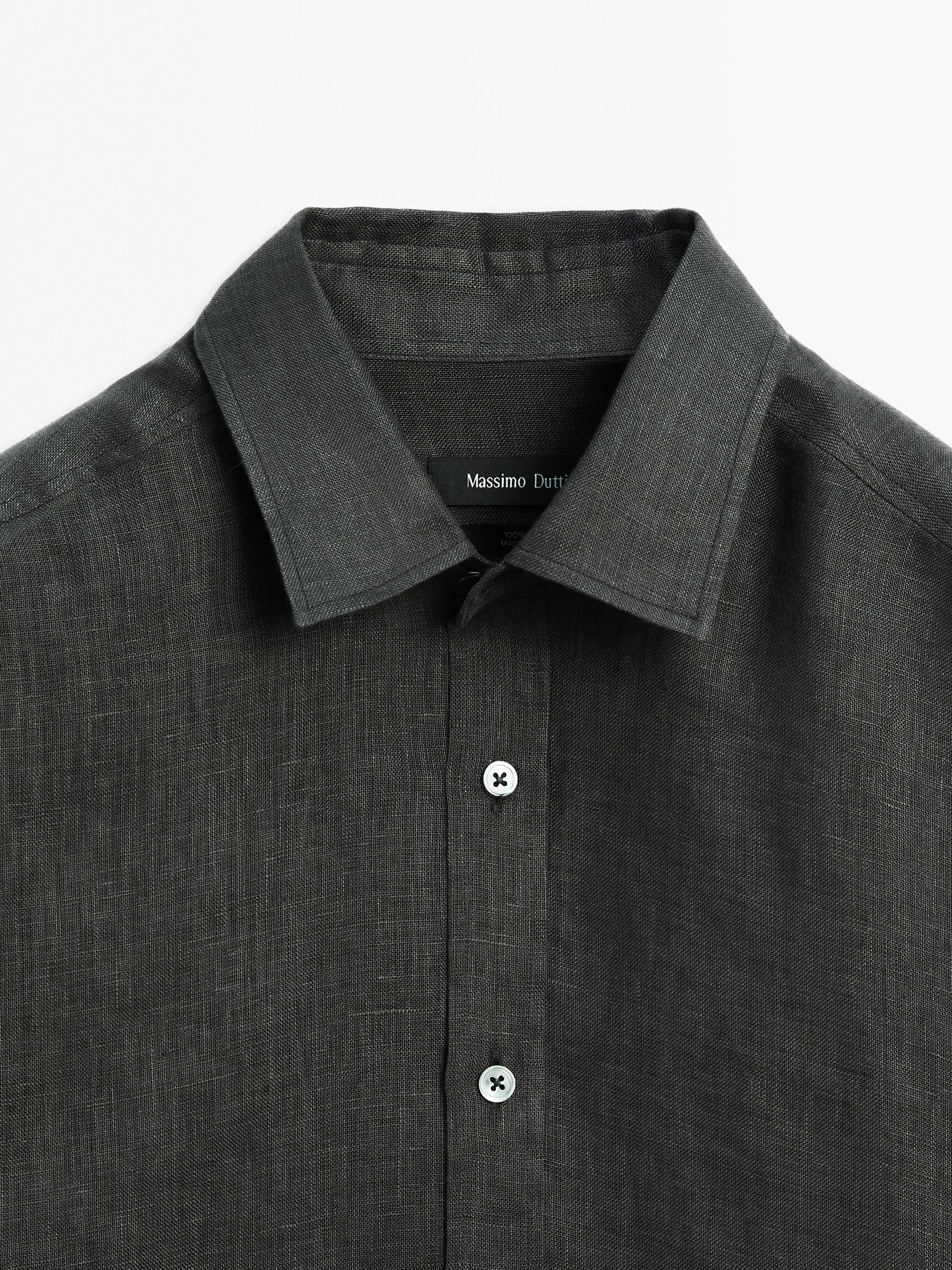 Camisa regular fit 100% lino