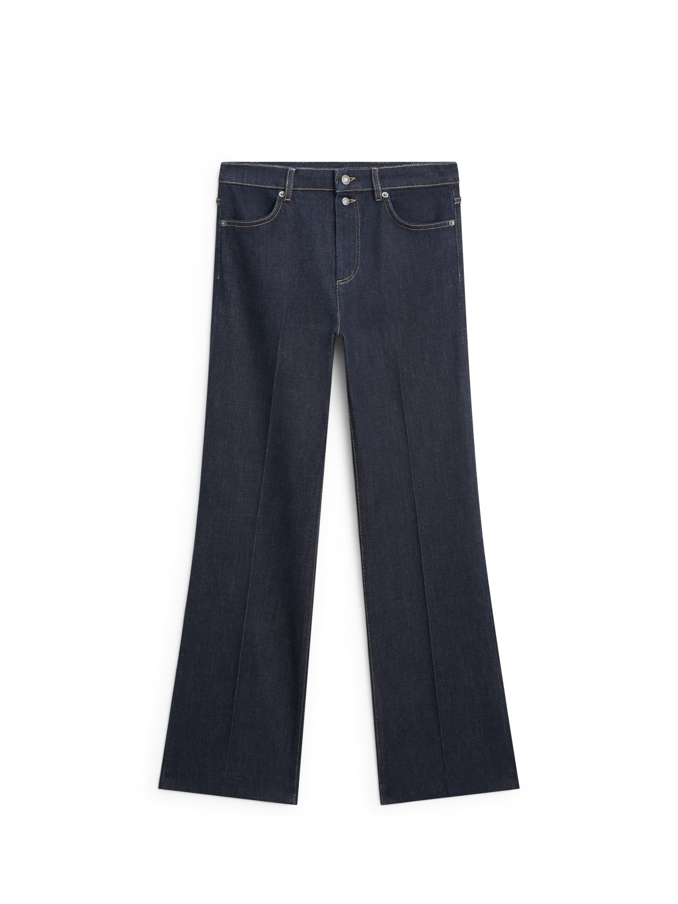 Flared high-waist jeans — DARK BLUE