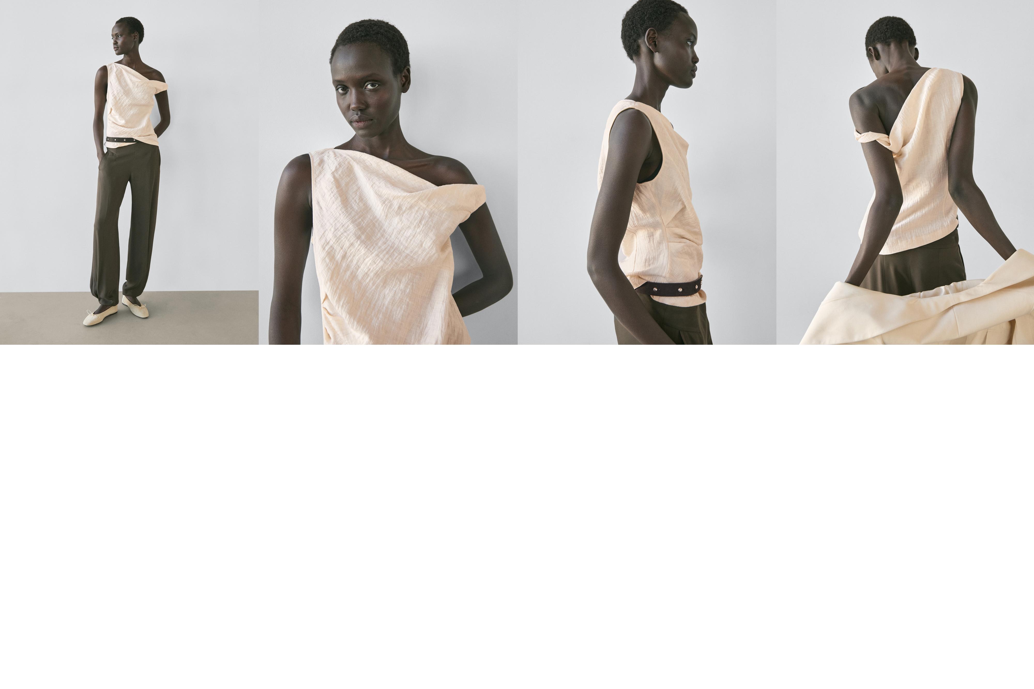 Asymmetric top with knot detail — BEIGE