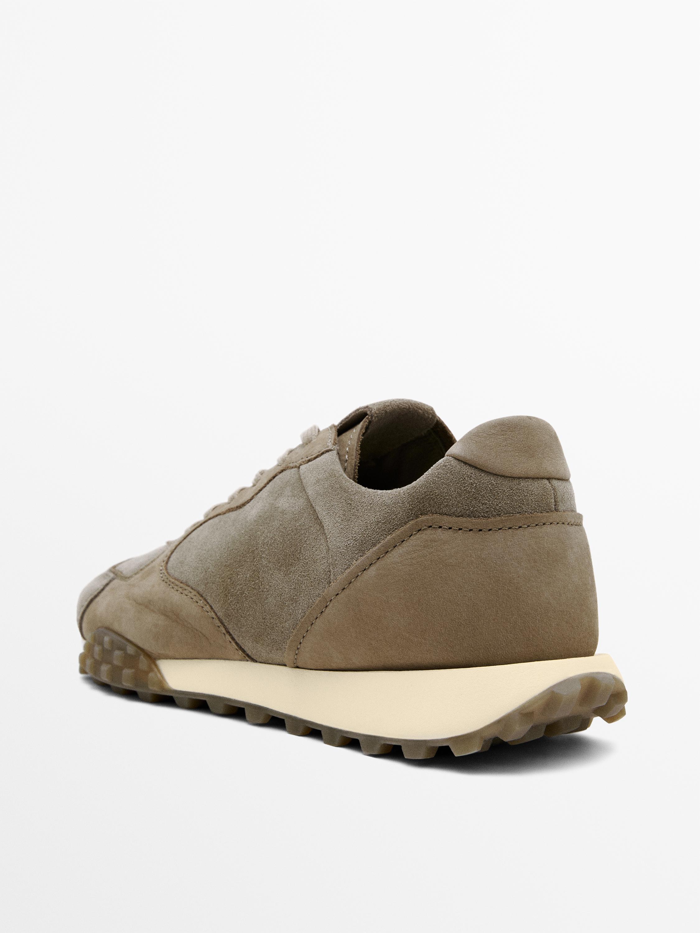 Contrast leather trainers — MINK