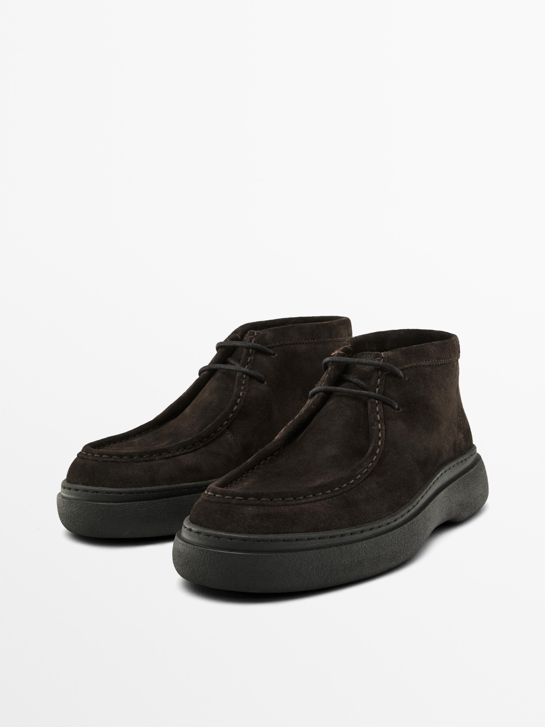 Botine din piele întoarsă cu întăritură