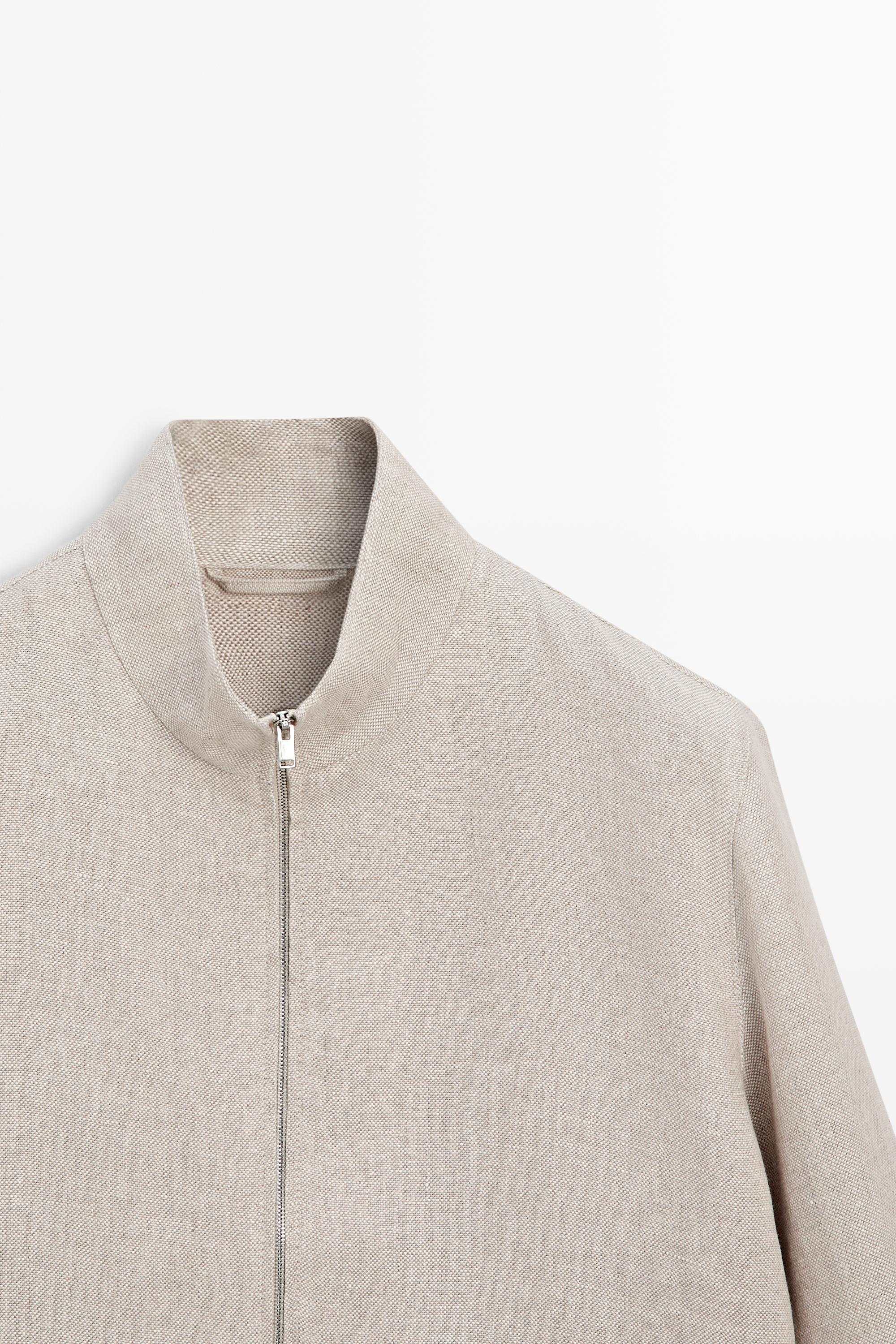 100% linen total look jacket with pockets — CREAM