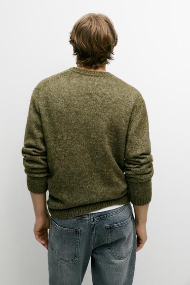 Flecked cotton-blend knit sweater — GREEN 5