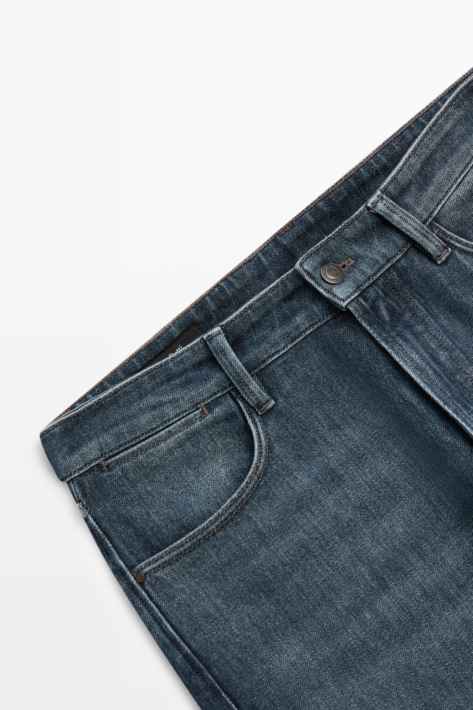 Enzymatic tapered fit jeans — DEEP BLUE