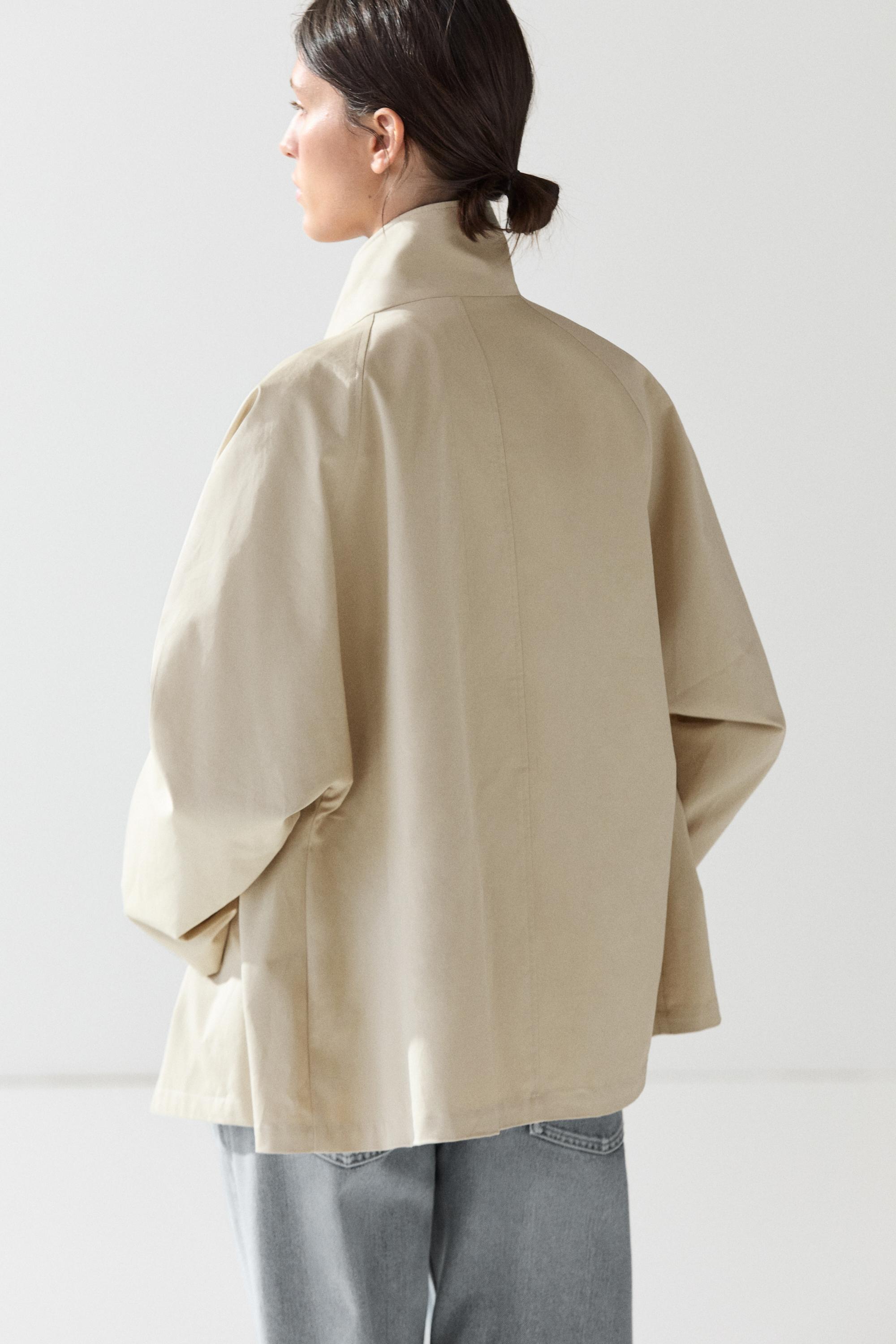100% cotton cape jacket — BEIGE