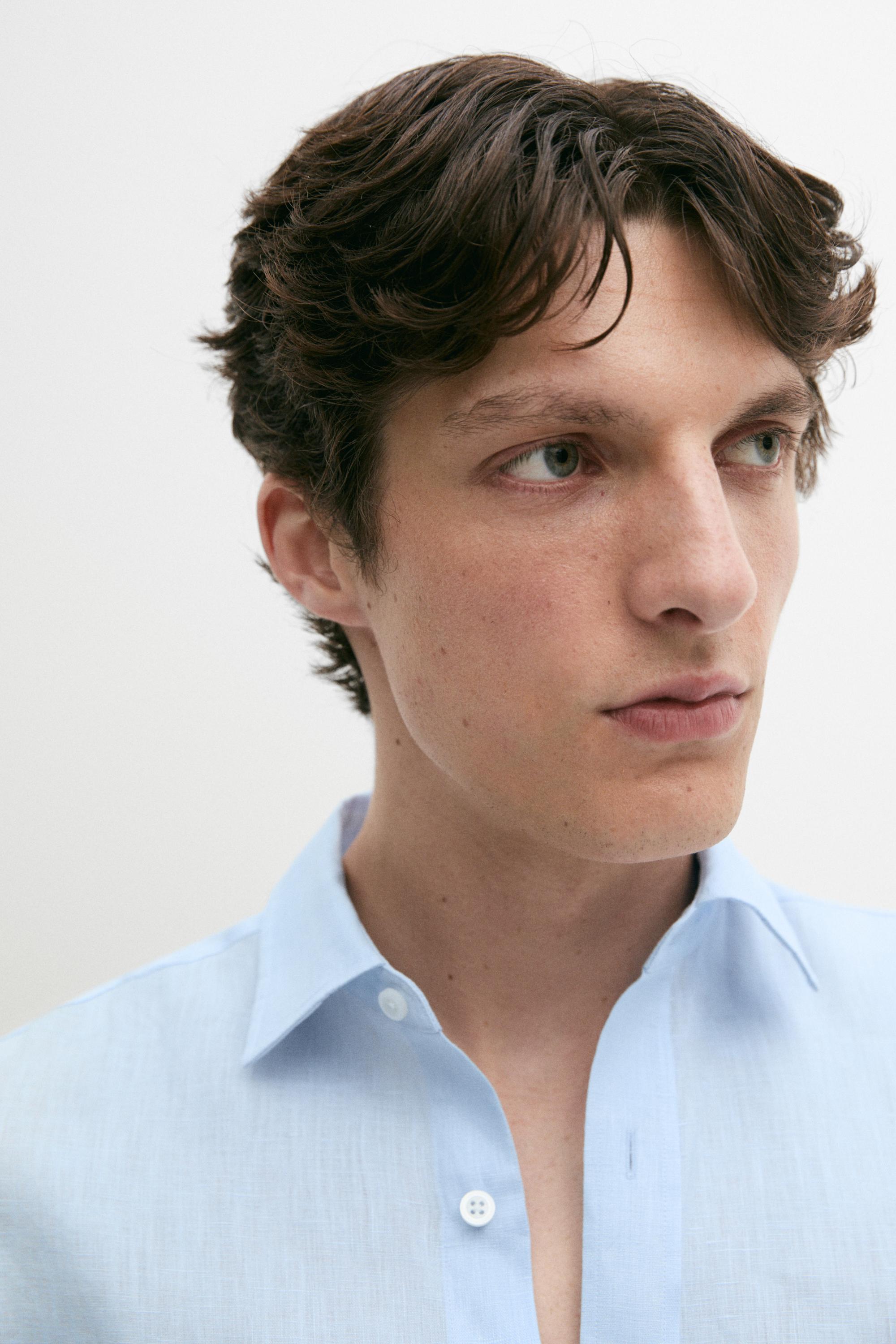 100% linen slim fit shirt — Sky blue