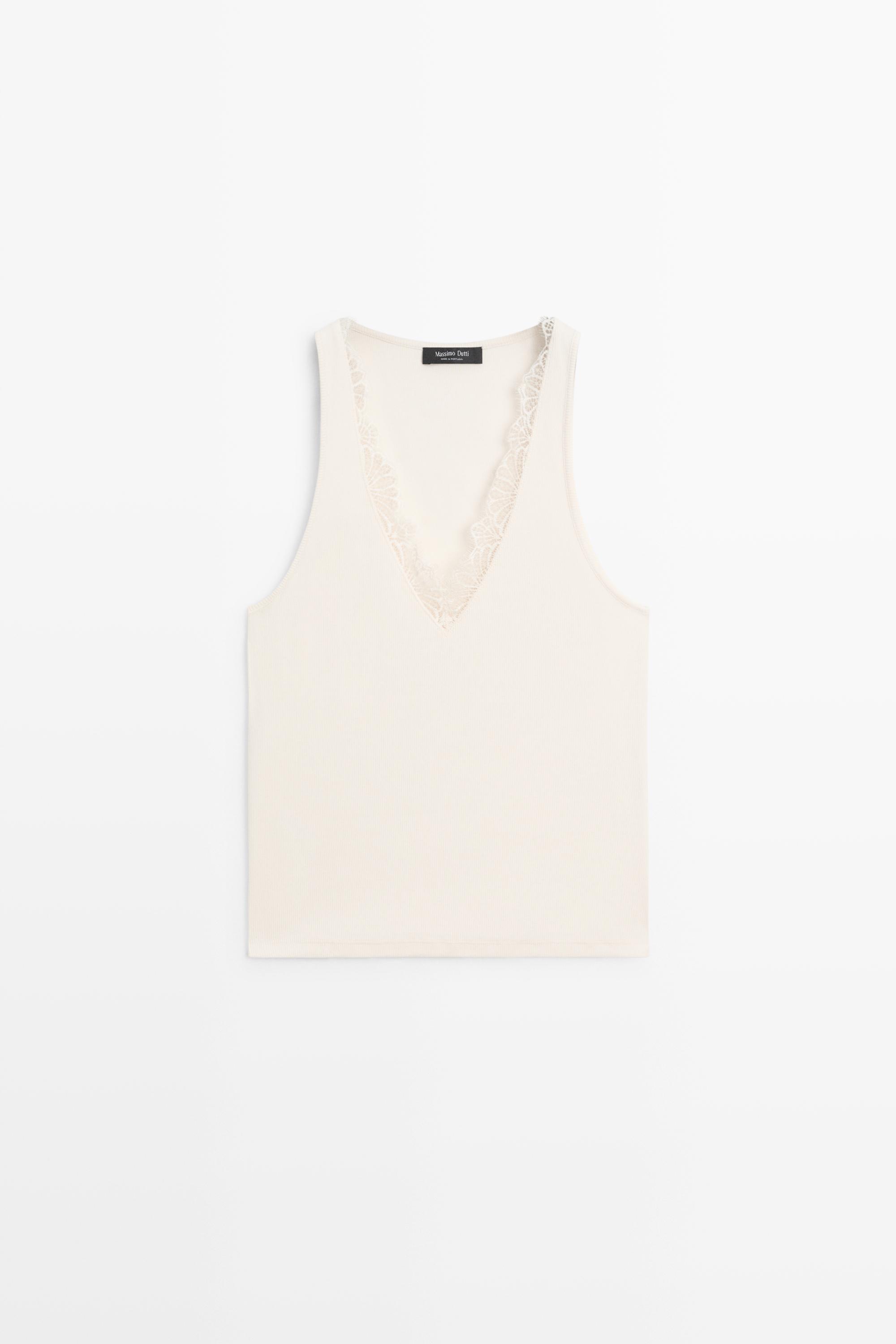 V-neck top with lace detail