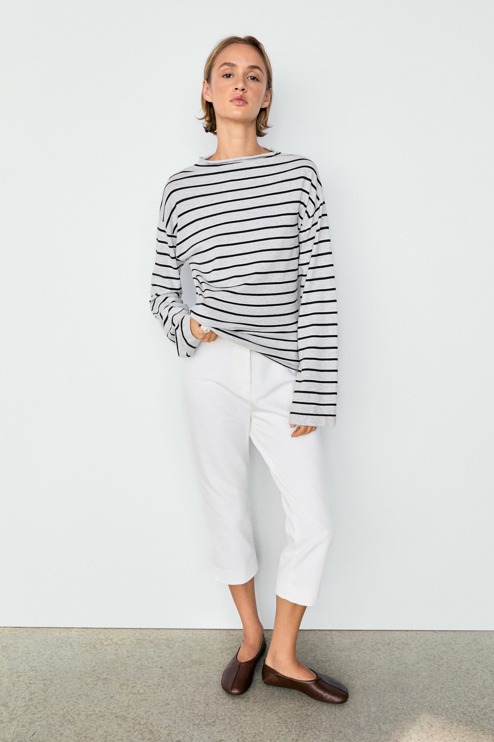100% cotton striped knit sweater