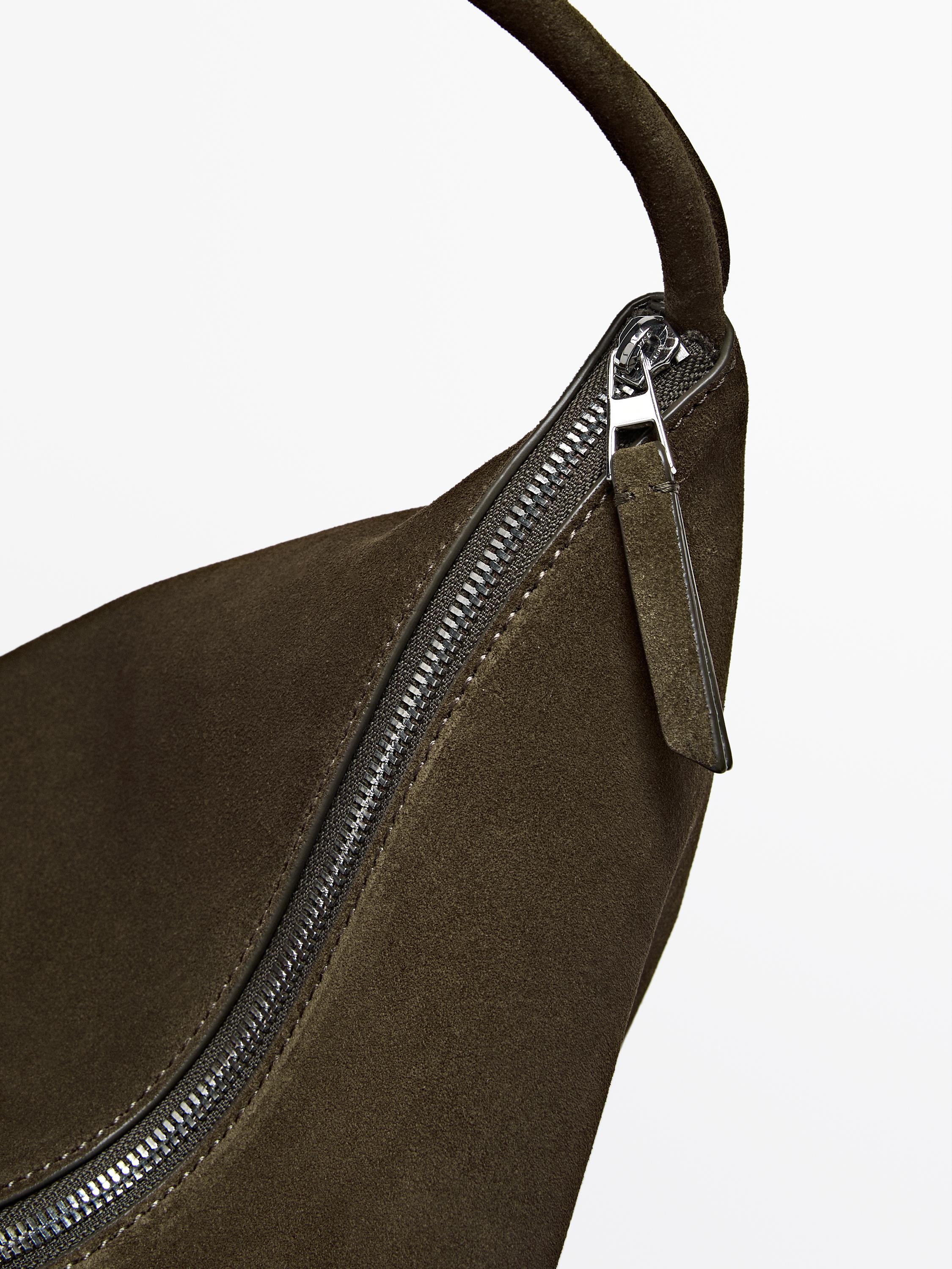 Split cowhide leather bag