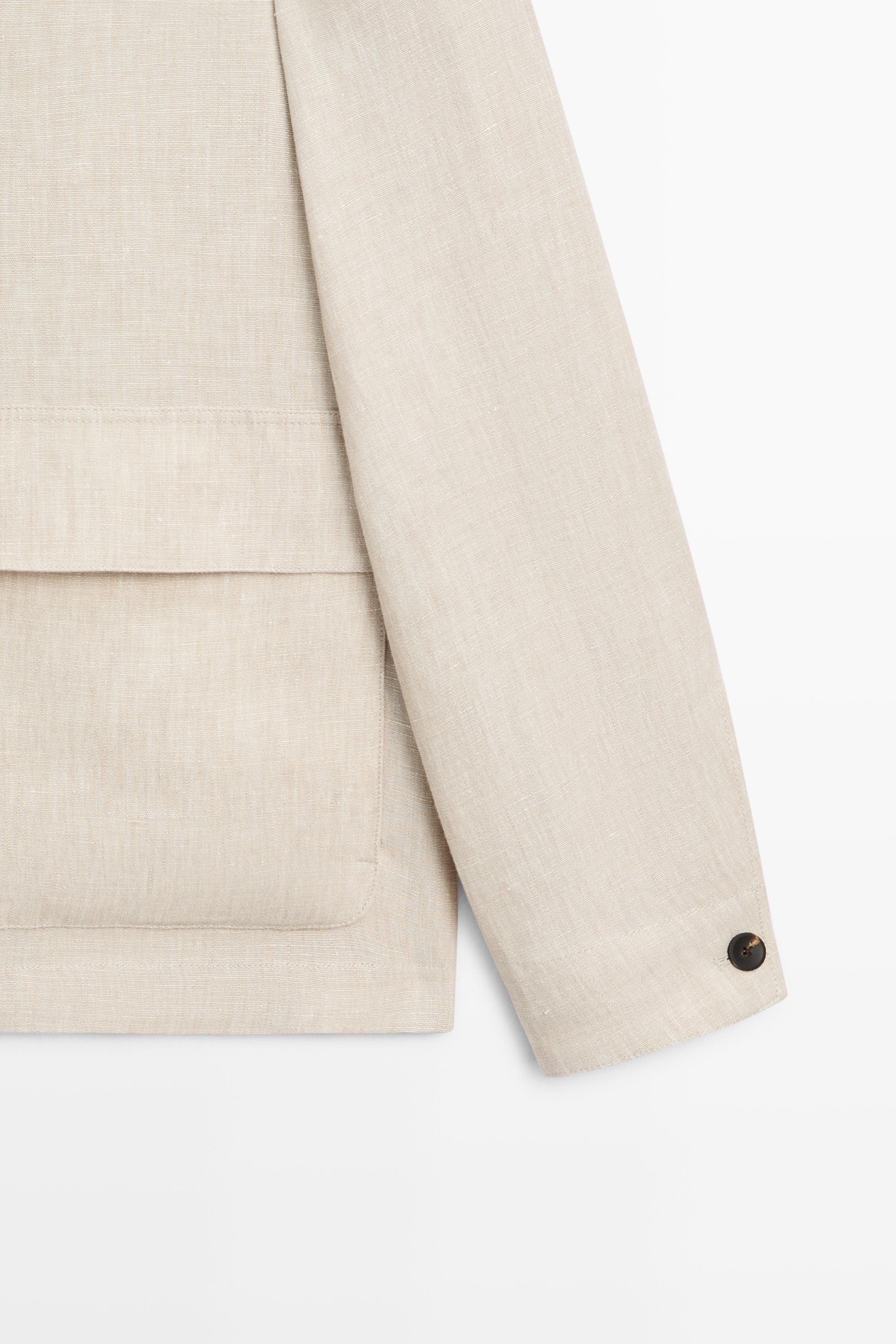 100% linen total look overshirt — BEIGE