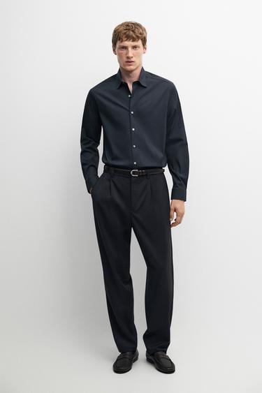 Stretch slim fit shirt — NAVY BLUE 1