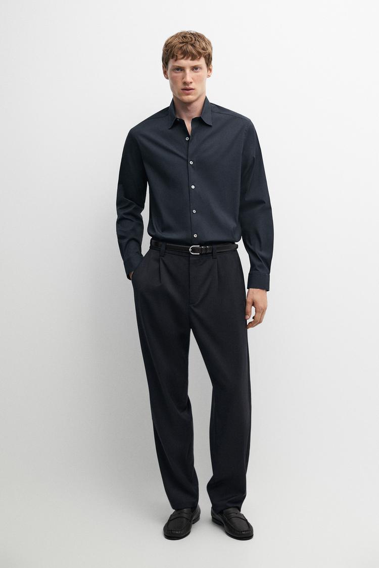 Stretch slim fit shirt — NAVY BLUE