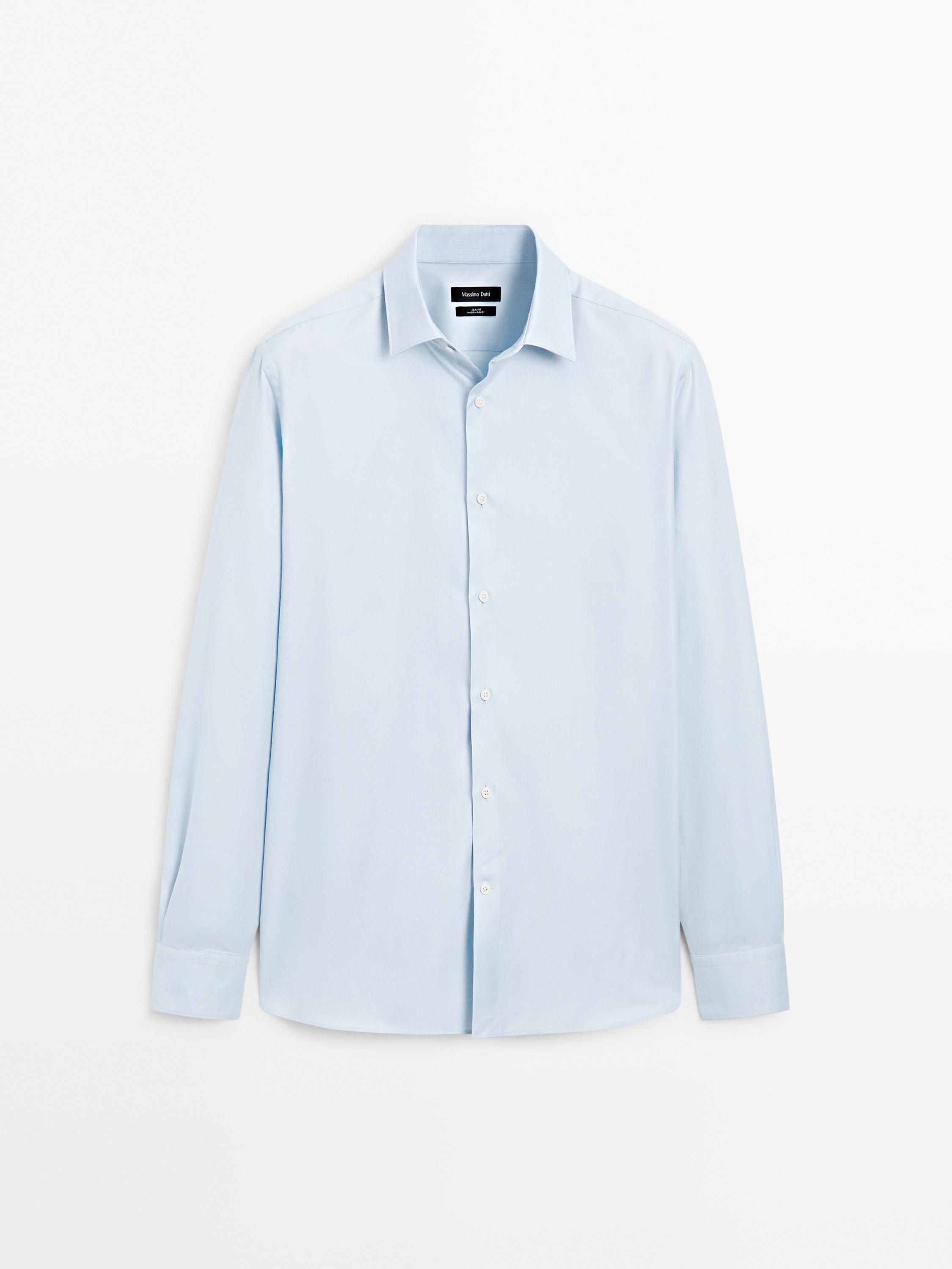 Cotton Slim-Fit Oxford Shirt - Sky Blue - 40 - Massimo Dutti - Men Cotton Slim-Fit Oxford Shirt - Sky Blue - 40 - Massimo Dutti - Men
