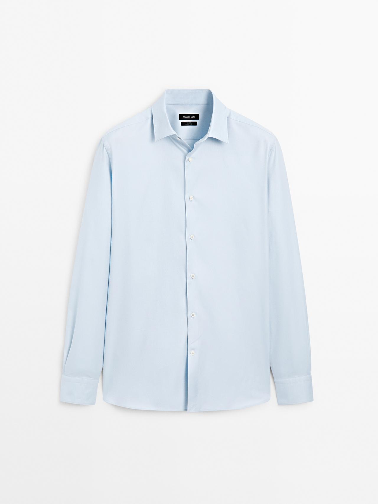 Massimo Dutti - Herre - Slim Fit Oxfordskjorte I 100 % Bomuld - Himmelblå - 40