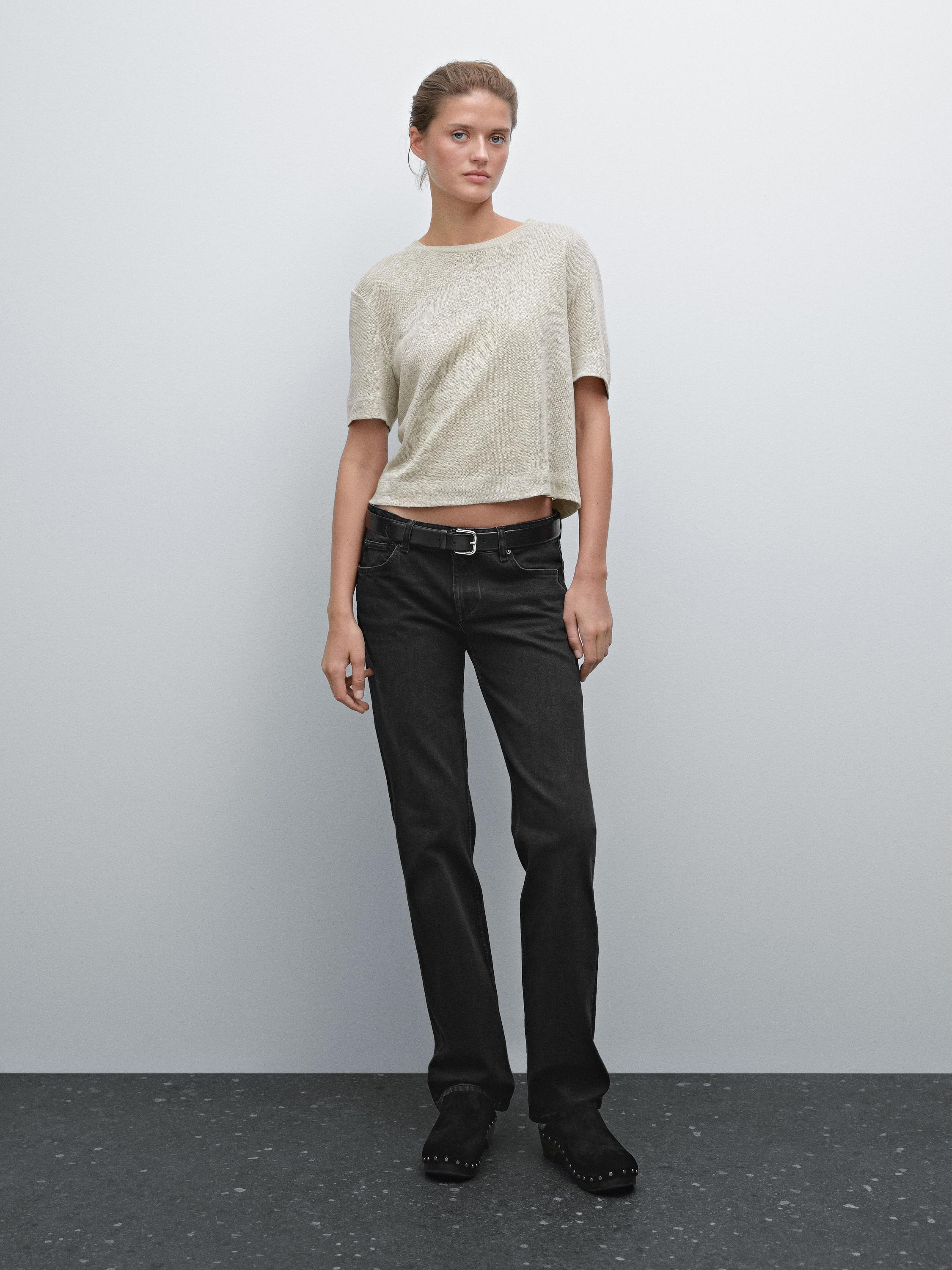 Cutwork linen T-shirt