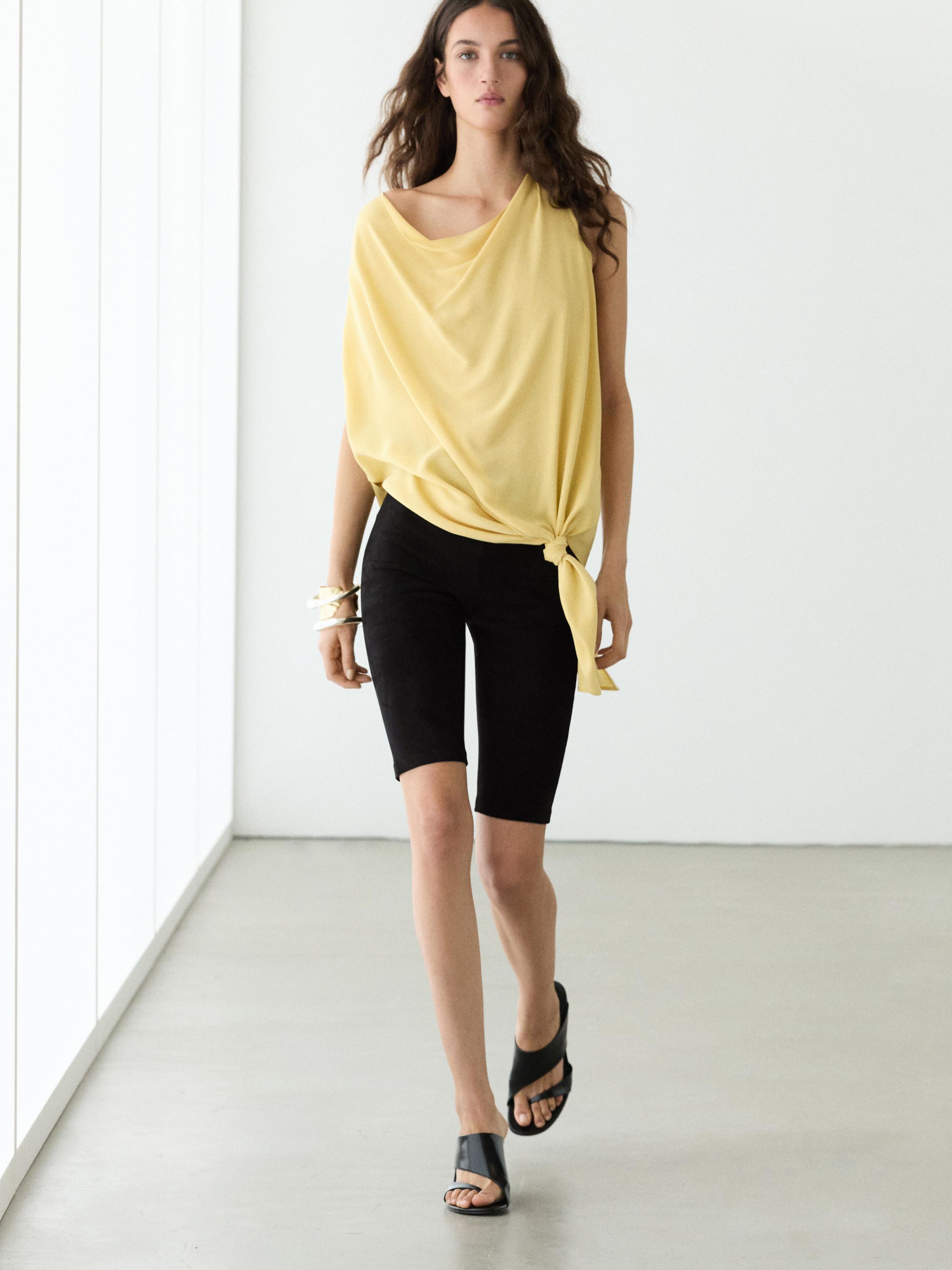 Suede leather cycling shorts — BLACK