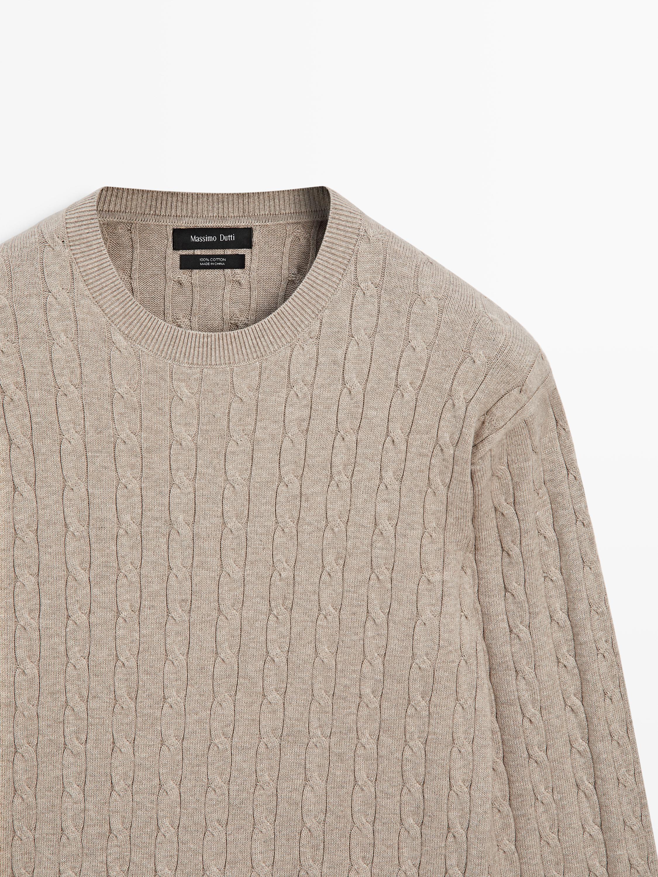 100% cotton cable-knit sweater — MINK