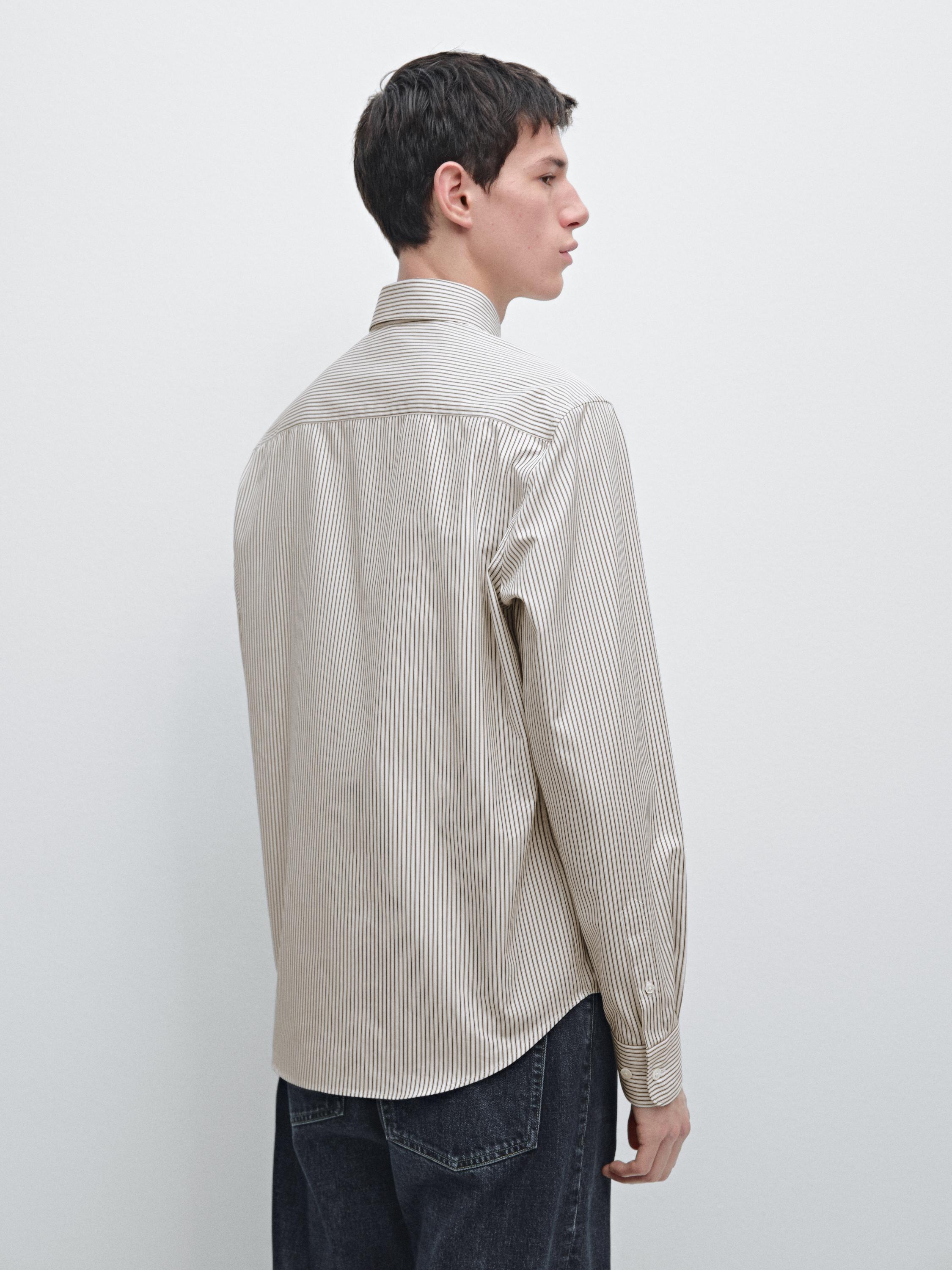 Cotton poplin shirt — BROWN