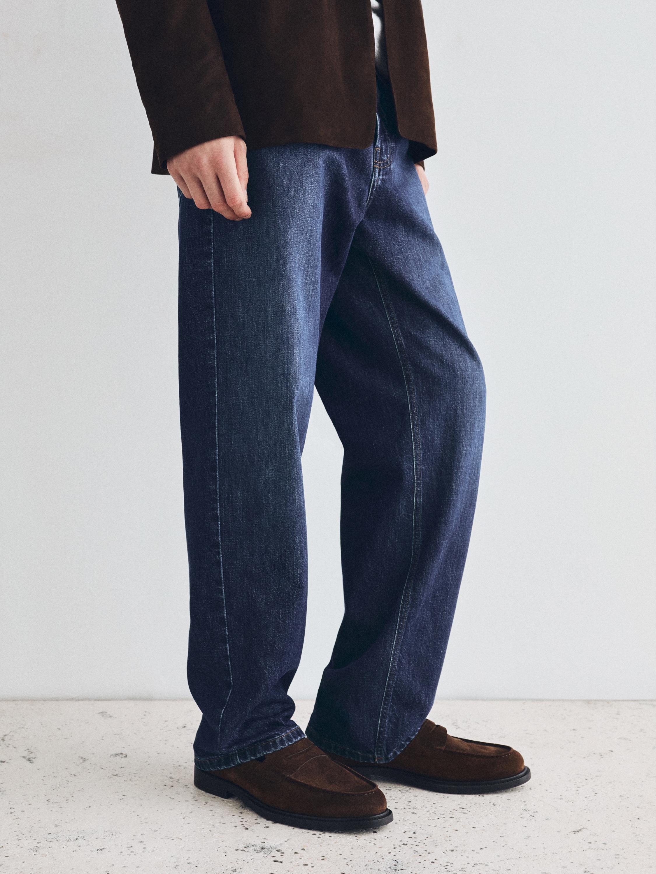 Split suede penny loafers