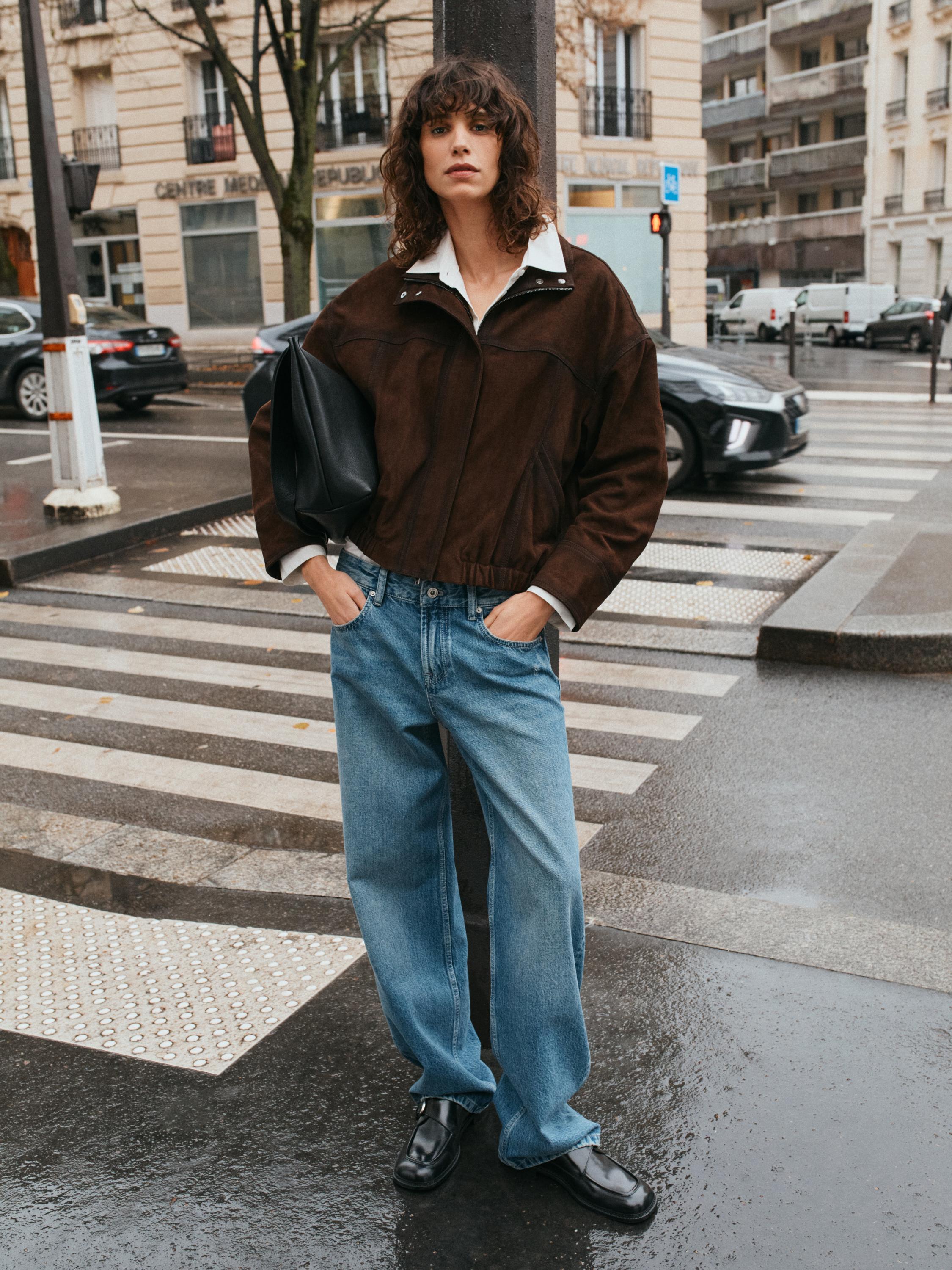 Bomber in pelle scamosciata