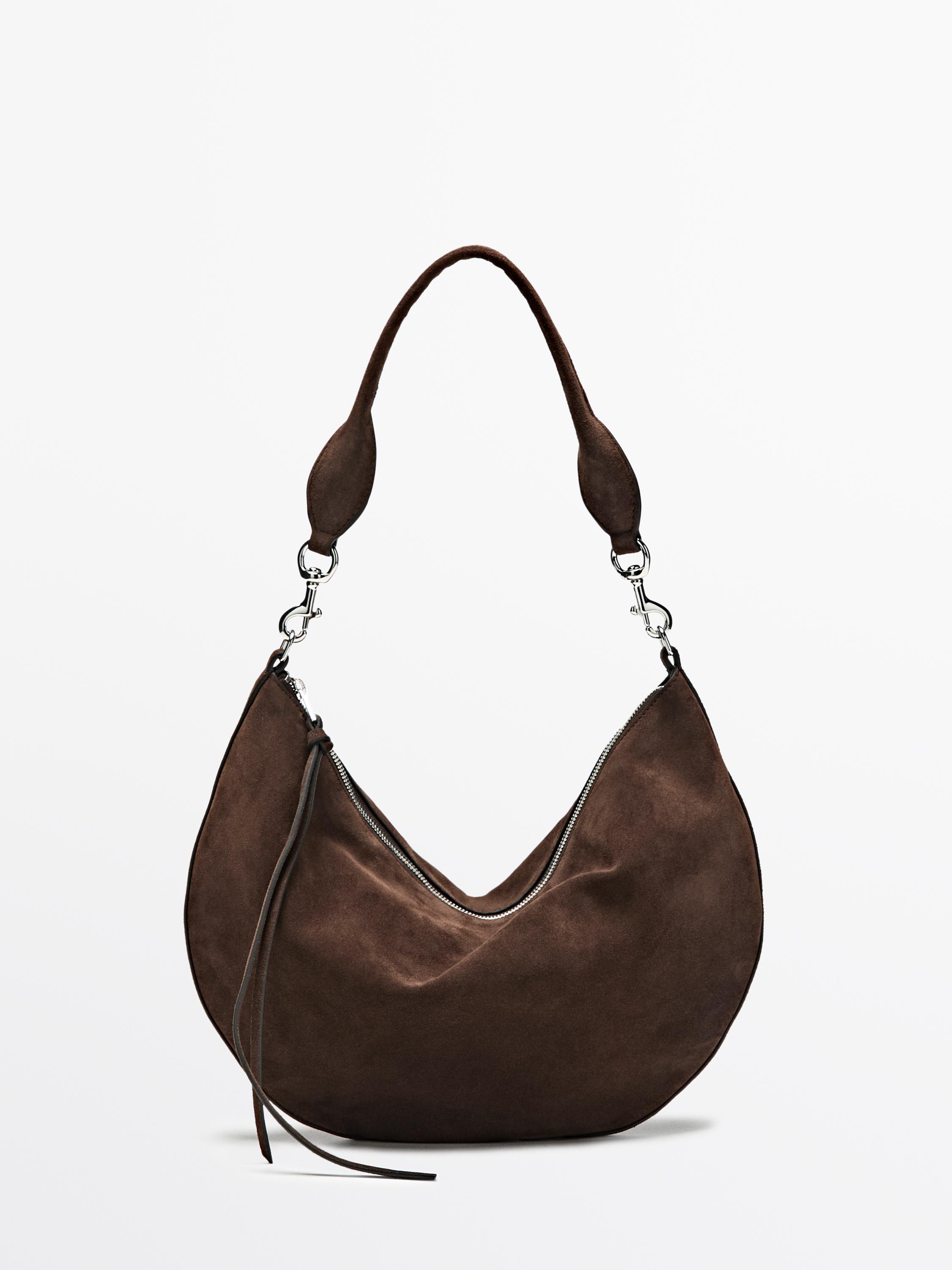 Half-moon split leather bag