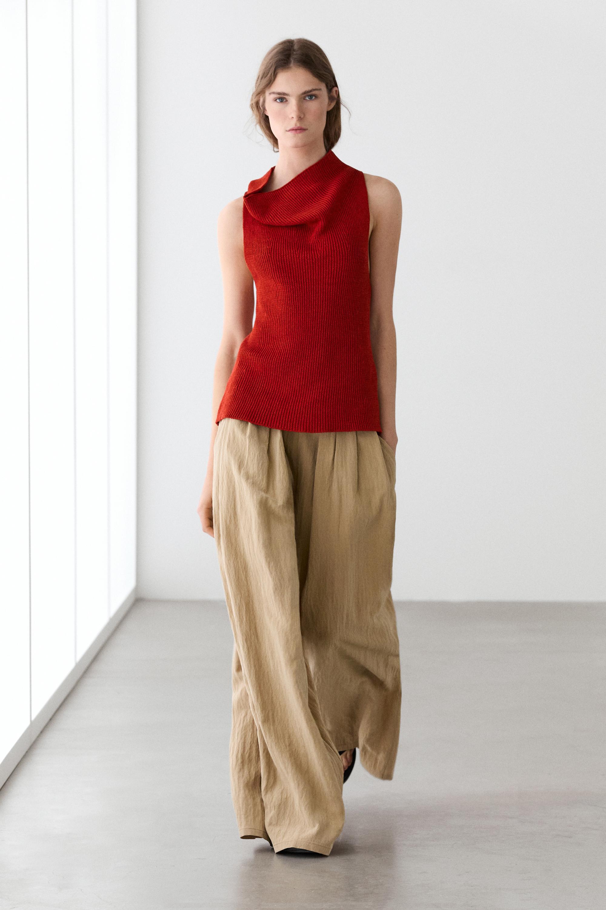 Calças palazzo com pregas