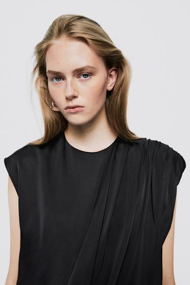 Flowing asymmetric top with gathered detail – LIMITED EDITION — BLACK 3