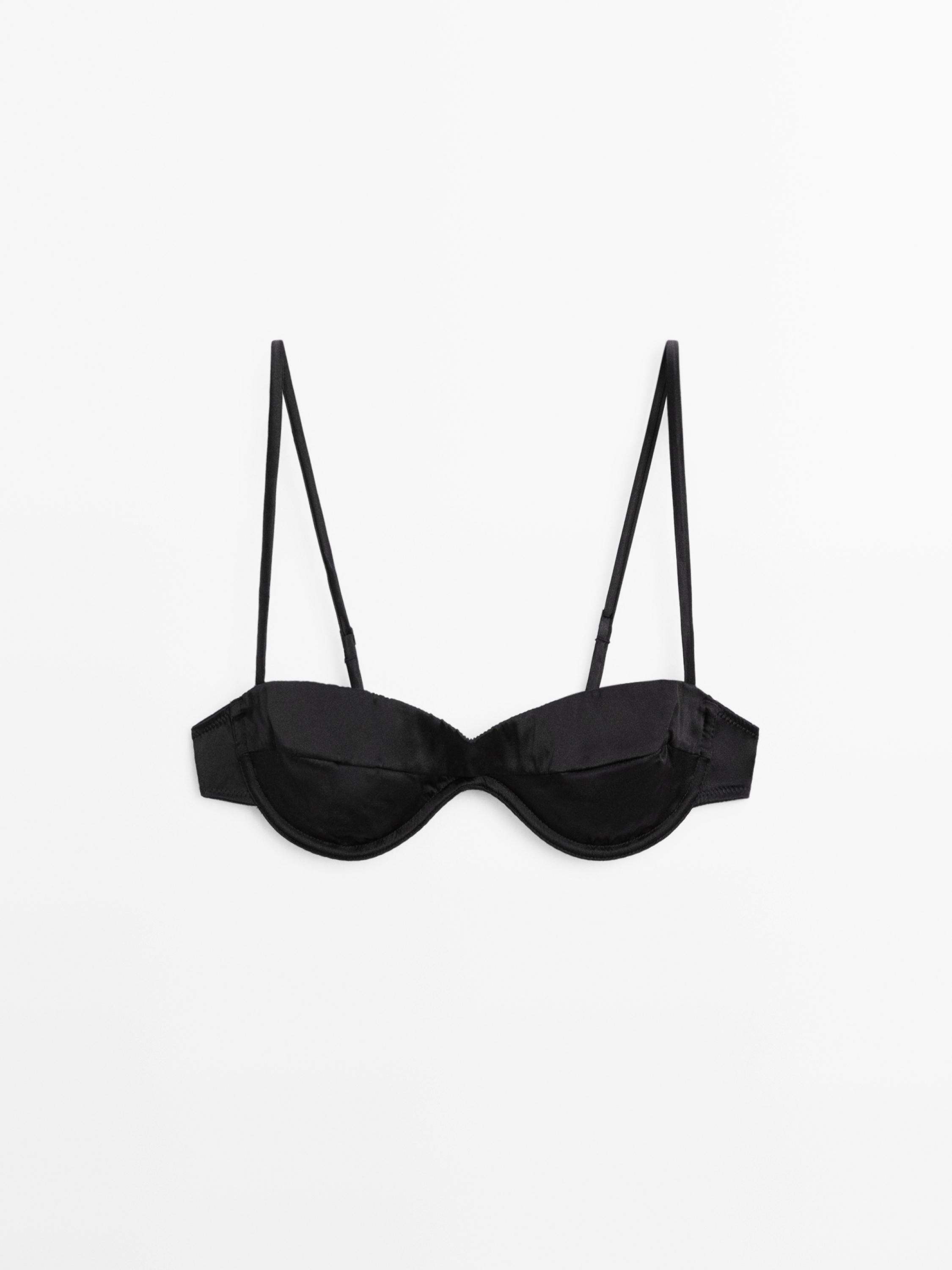 Bandeau top with underwire and seam detail — BLACK